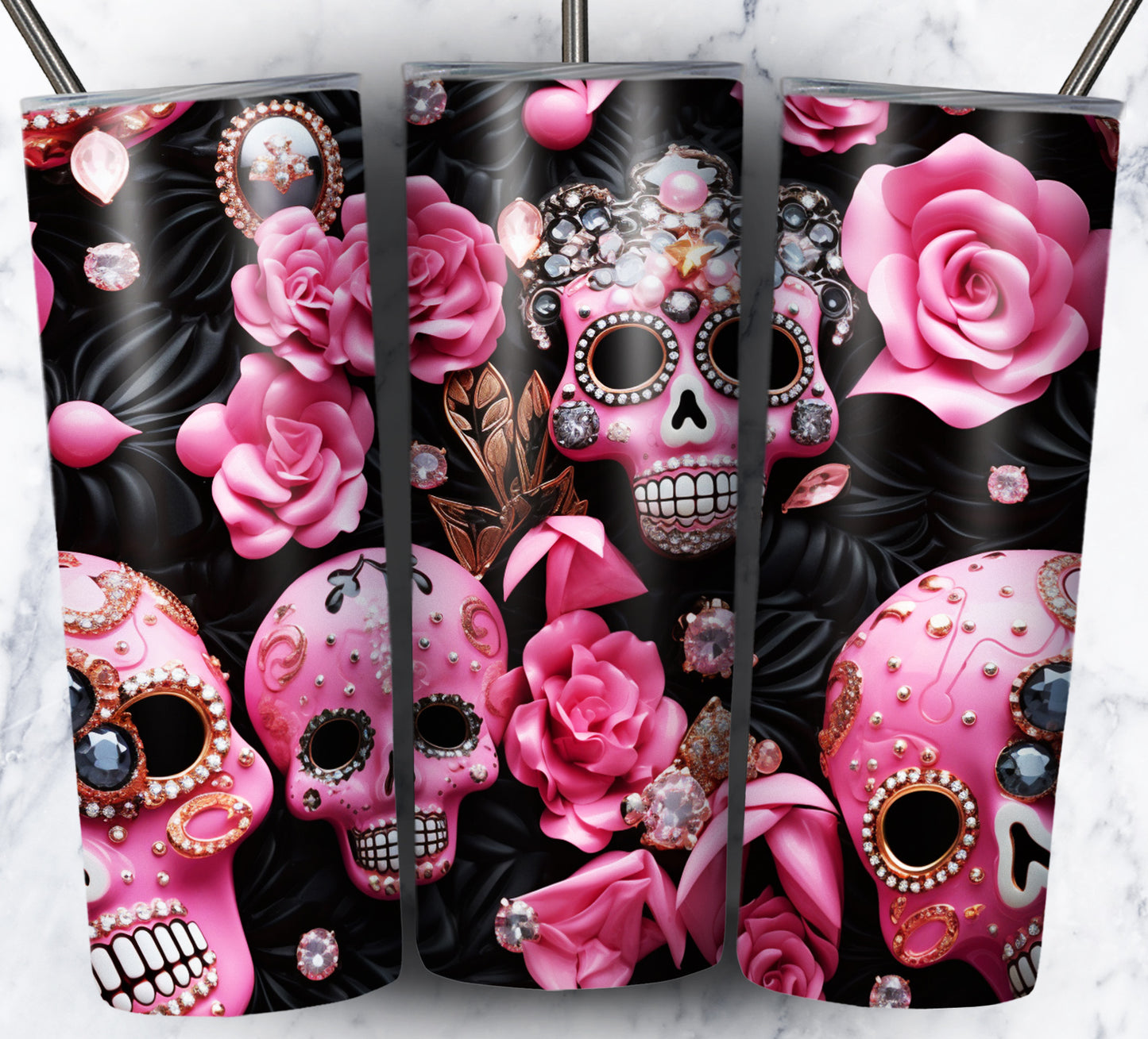 Skull Gems Sublimation 20oz Tumbler Images Bundle