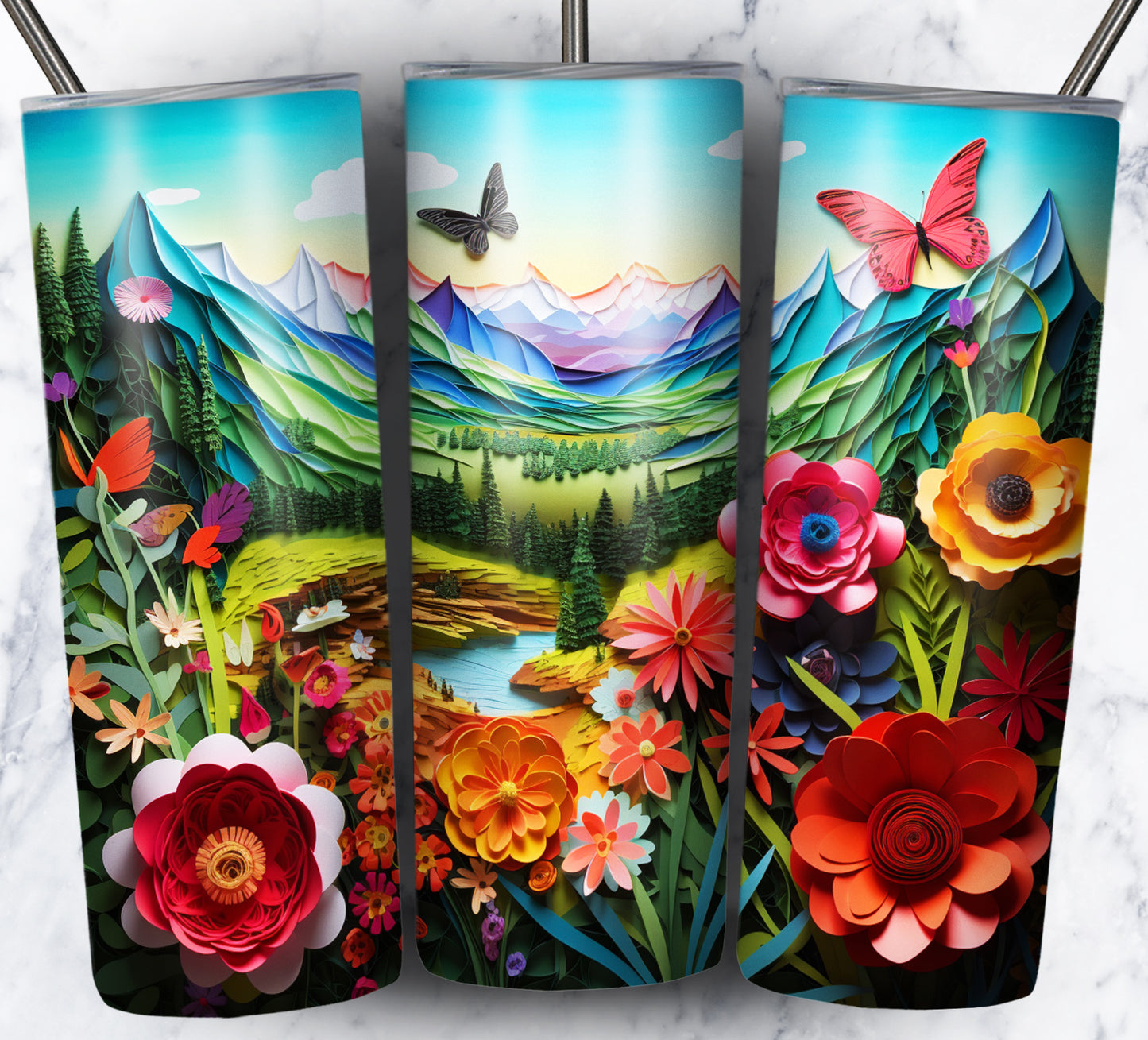 Paper Art Scenery Sublimation 20oz Tumbler Images Bundle