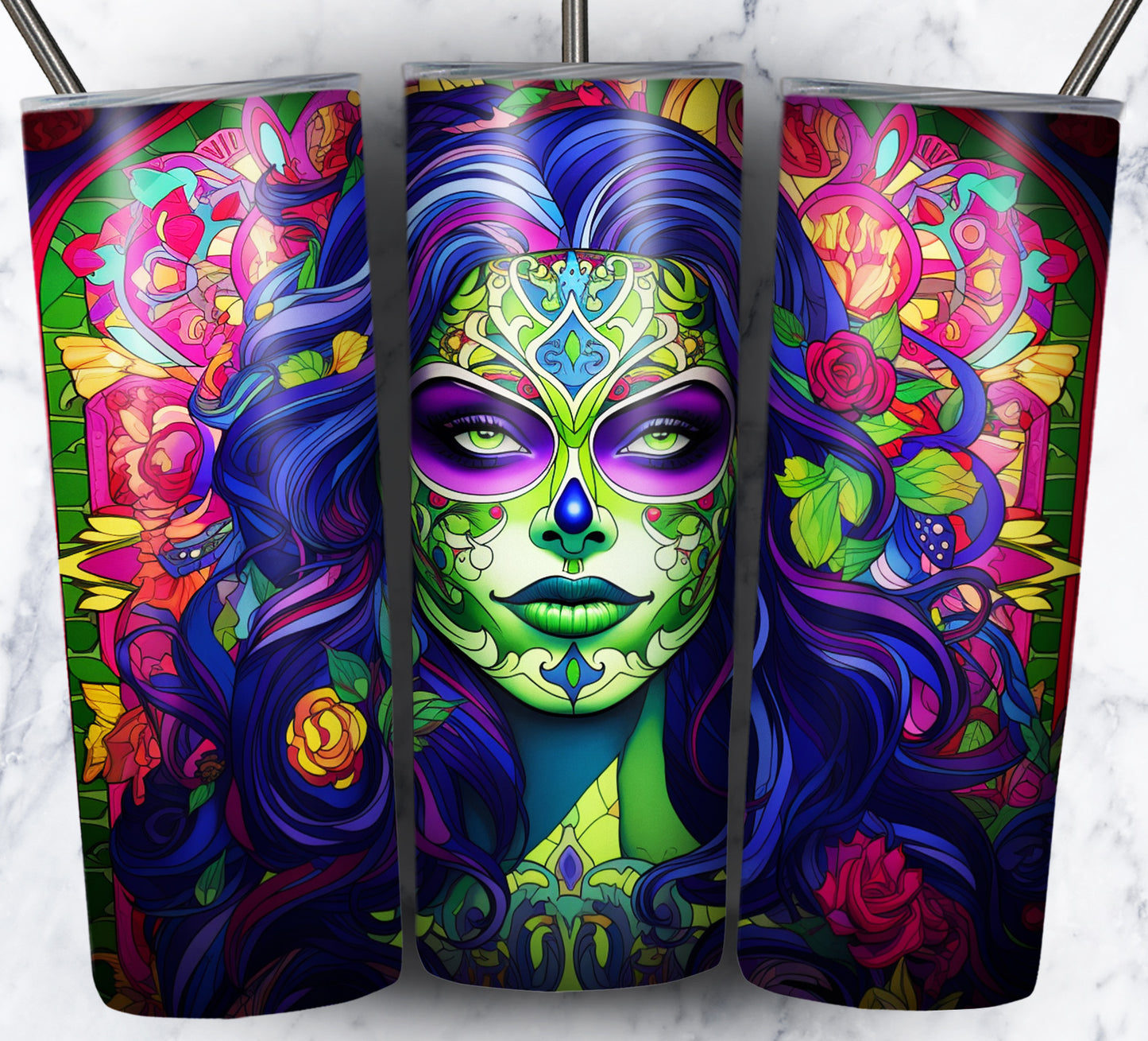 Superhero SugarSkull Sublimation 20oz Tumbler Images Bundle