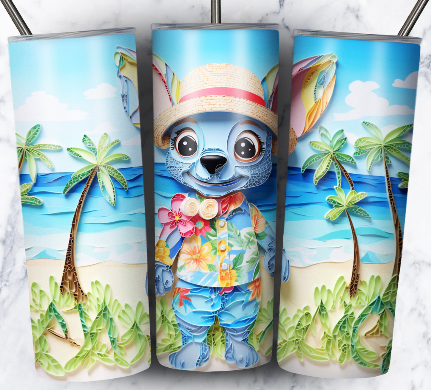 Cartoon Paper Beach Sublimation 20oz Tumbler Images Bundle