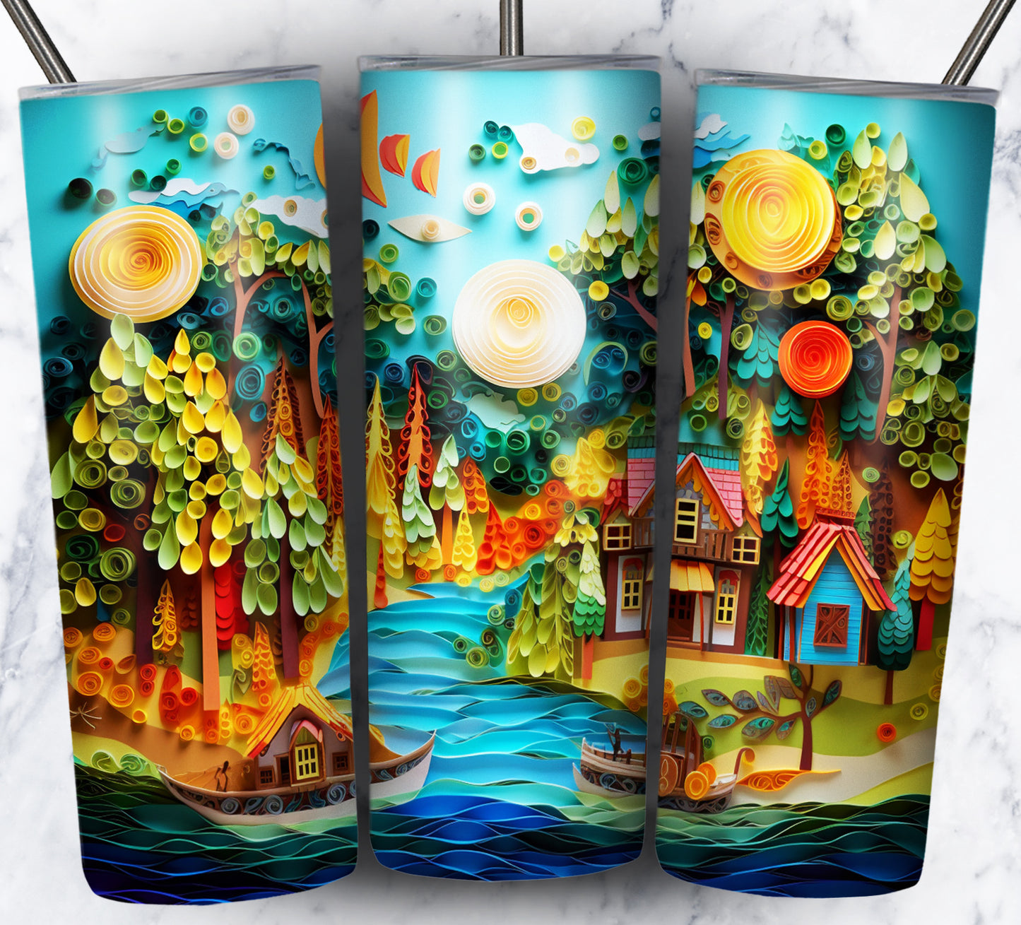 Paper Art Scenery Sublimation 20oz Tumbler Images Bundle