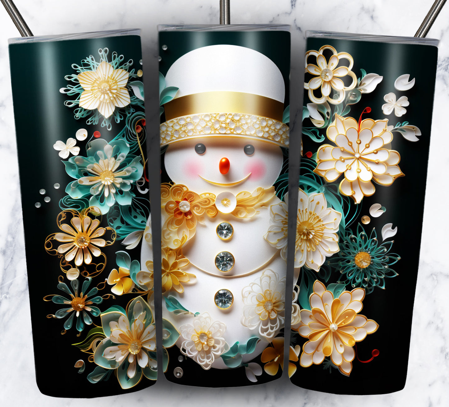 70 3D Christmas Snoman Sublimation 20oz Images Bundle