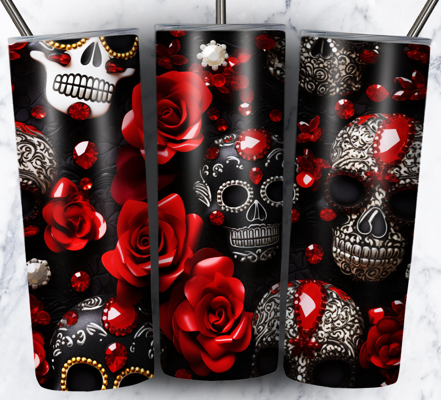 Skull Gems Sublimation 20oz Tumbler Images Bundle