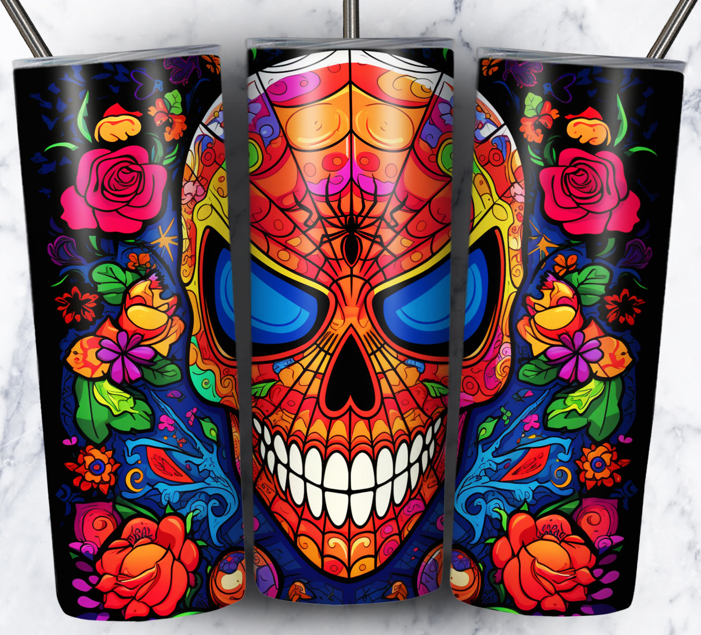 Superhero SugarSkull Sublimation 20oz Tumbler Images Bundle