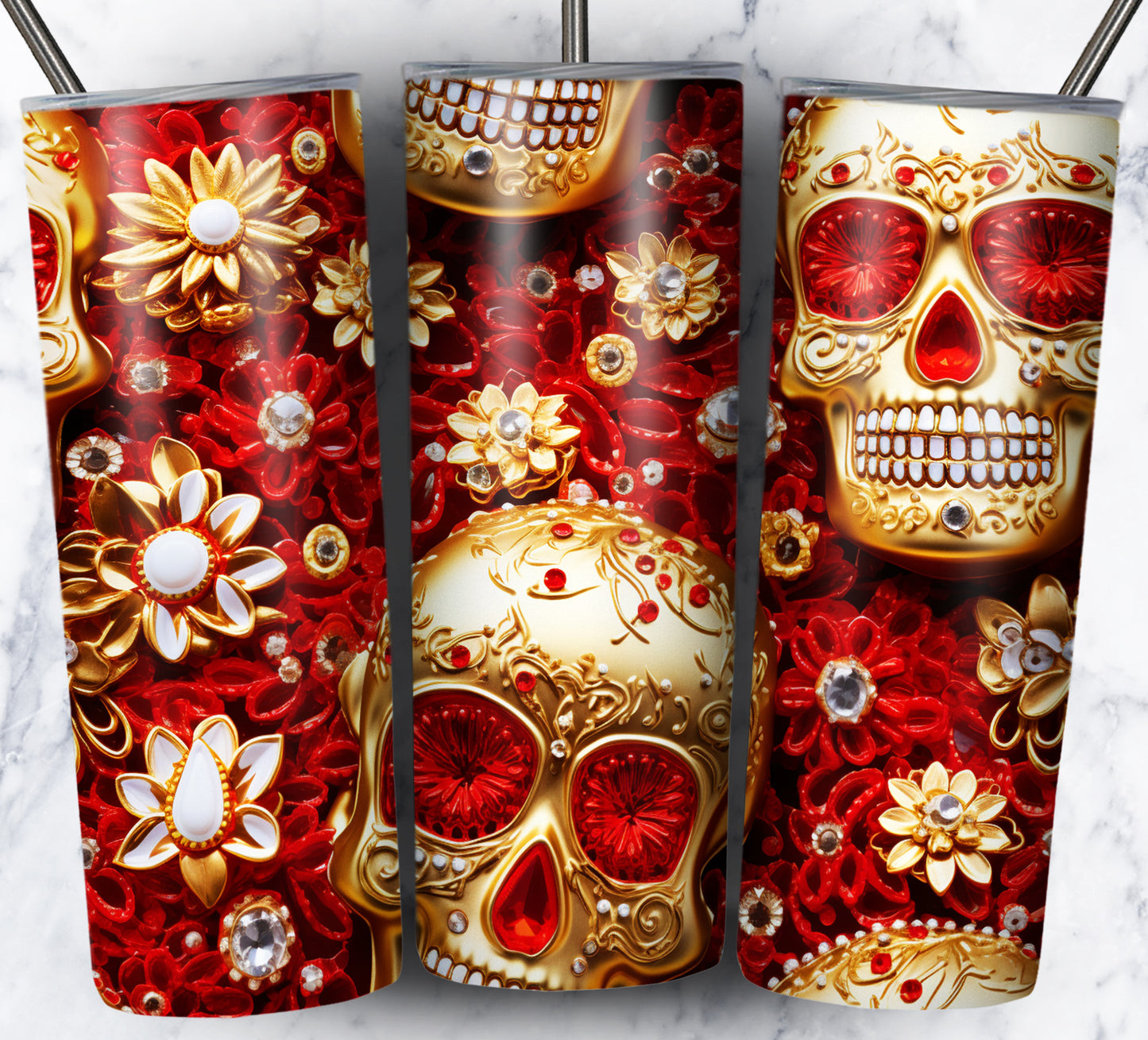 Skull Gems Sublimation 20oz Tumbler Images Bundle