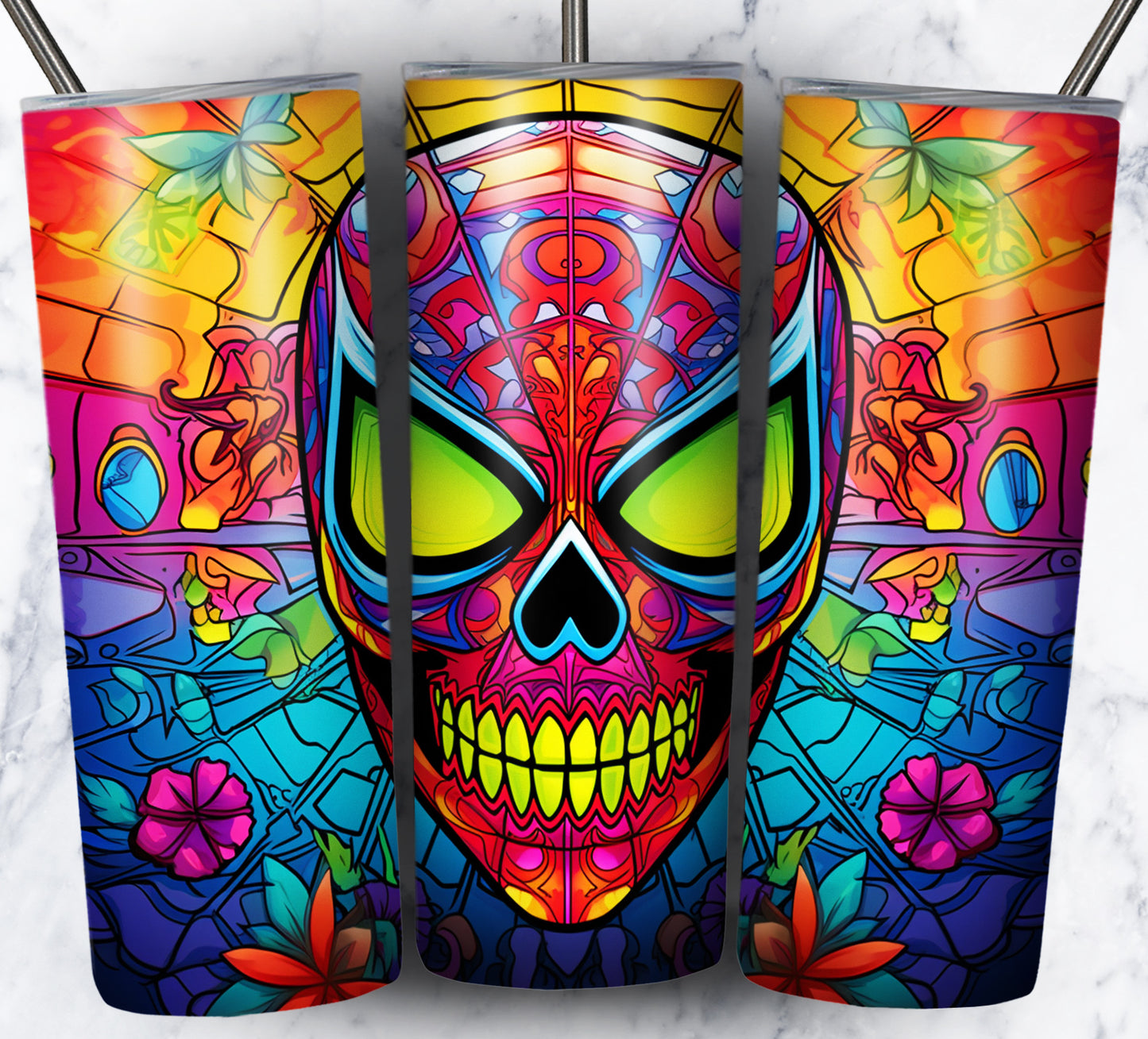 Superhero SugarSkull Sublimation 20oz Tumbler Images Bundle