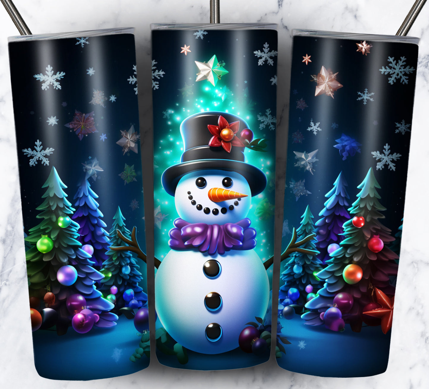 70 3D Christmas Snoman Sublimation 20oz Images Bundle