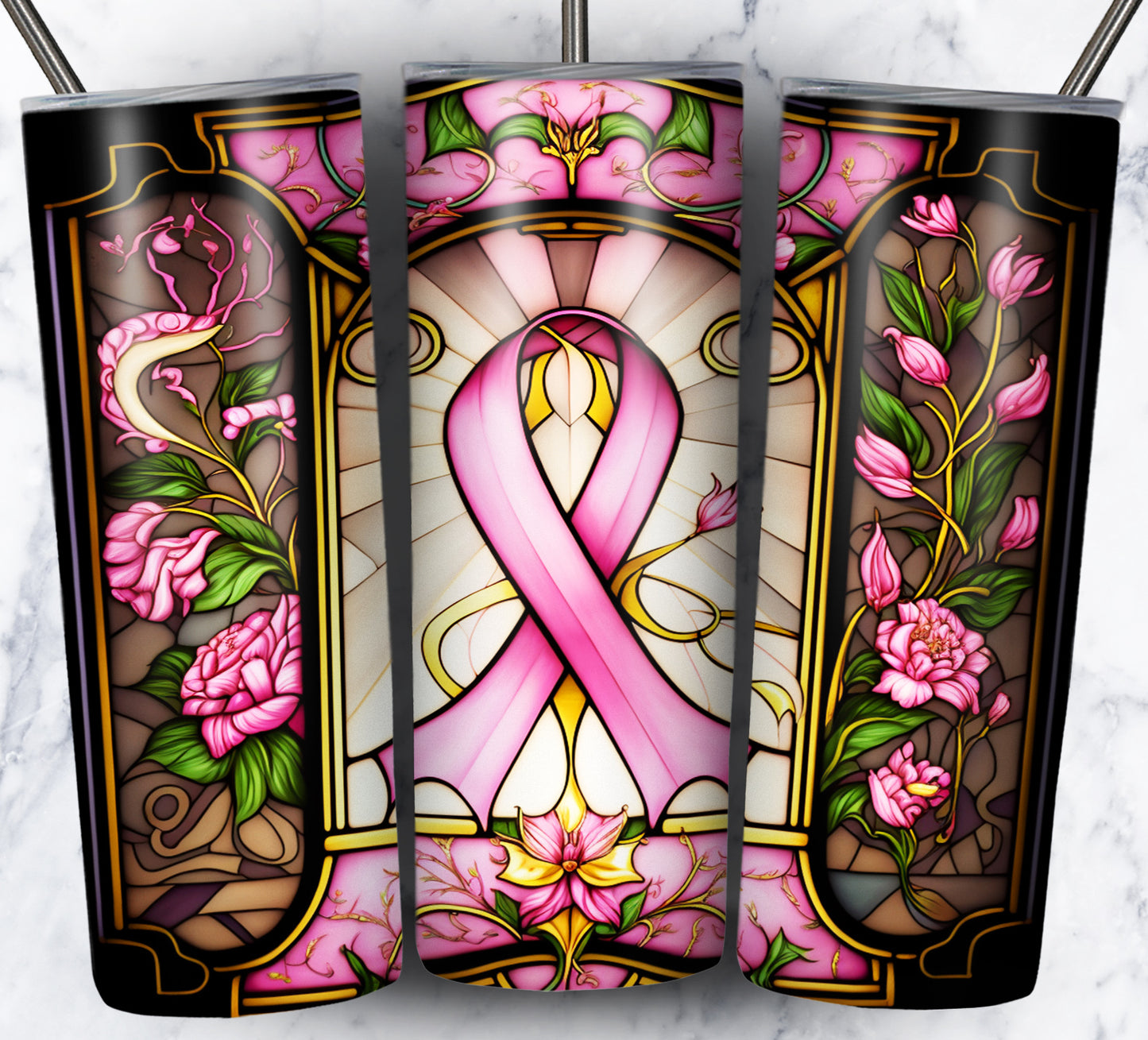 40+ Stain Glass Breast Cancer Sublimation 20oz Images Bundle