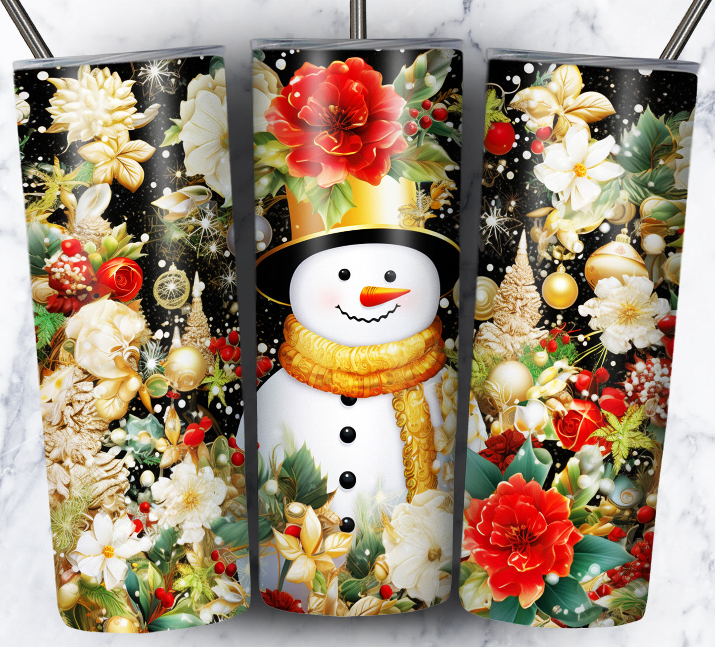 60+ 3D Christmas Floral Sublimation 20oz Images Bundle