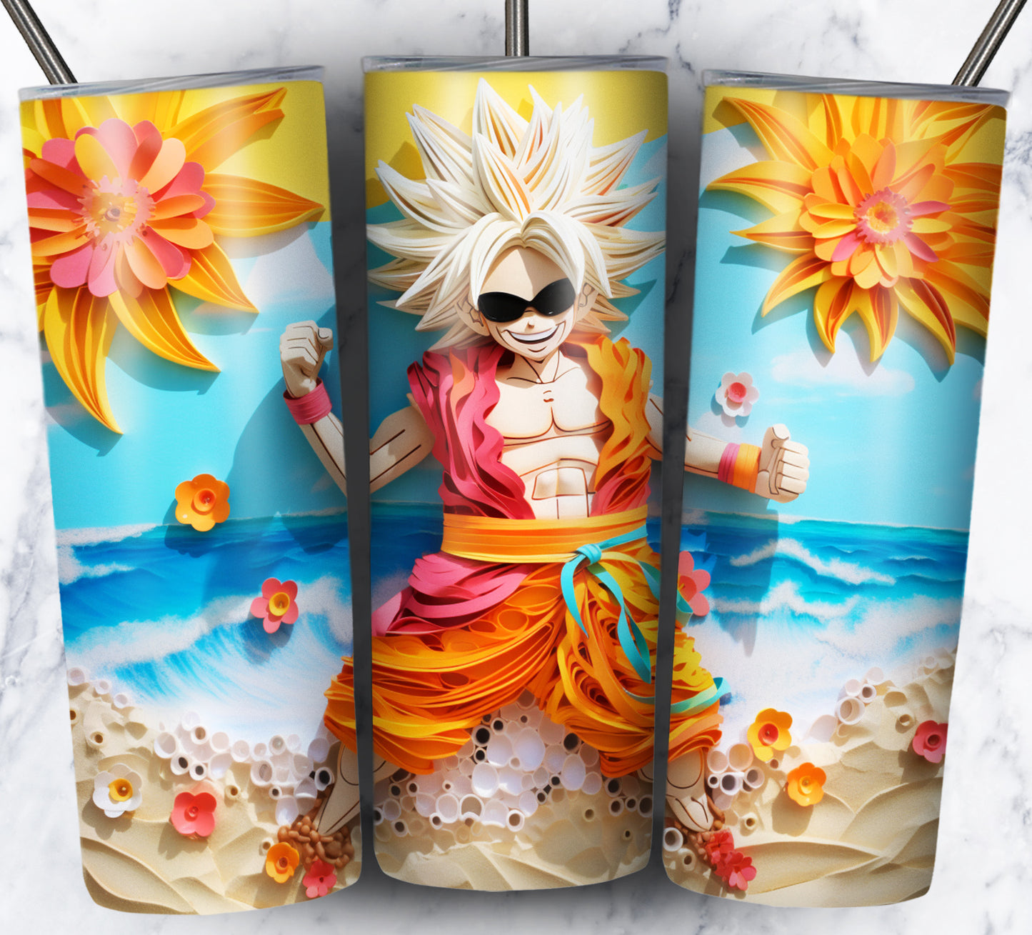 Cartoon Paper Beach Sublimation 20oz Tumbler Images Bundle