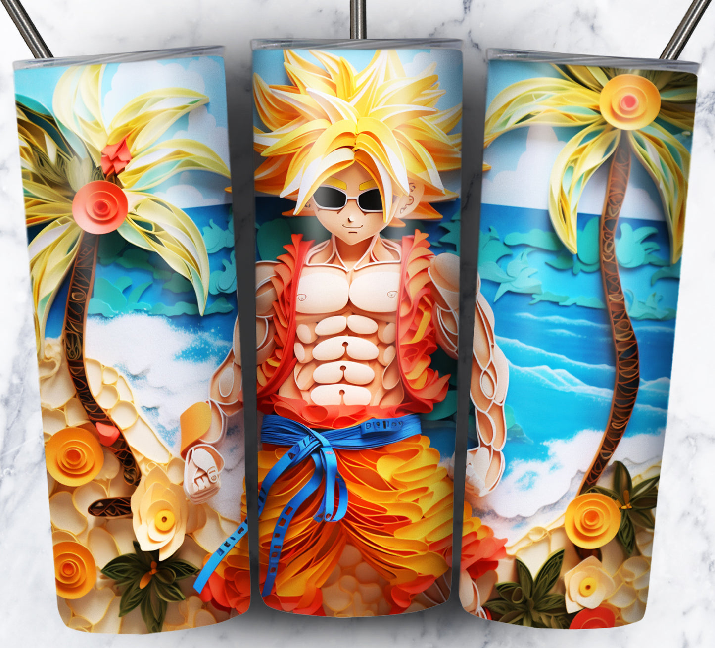 Cartoon Paper Beach Sublimation 20oz Tumbler Images Bundle