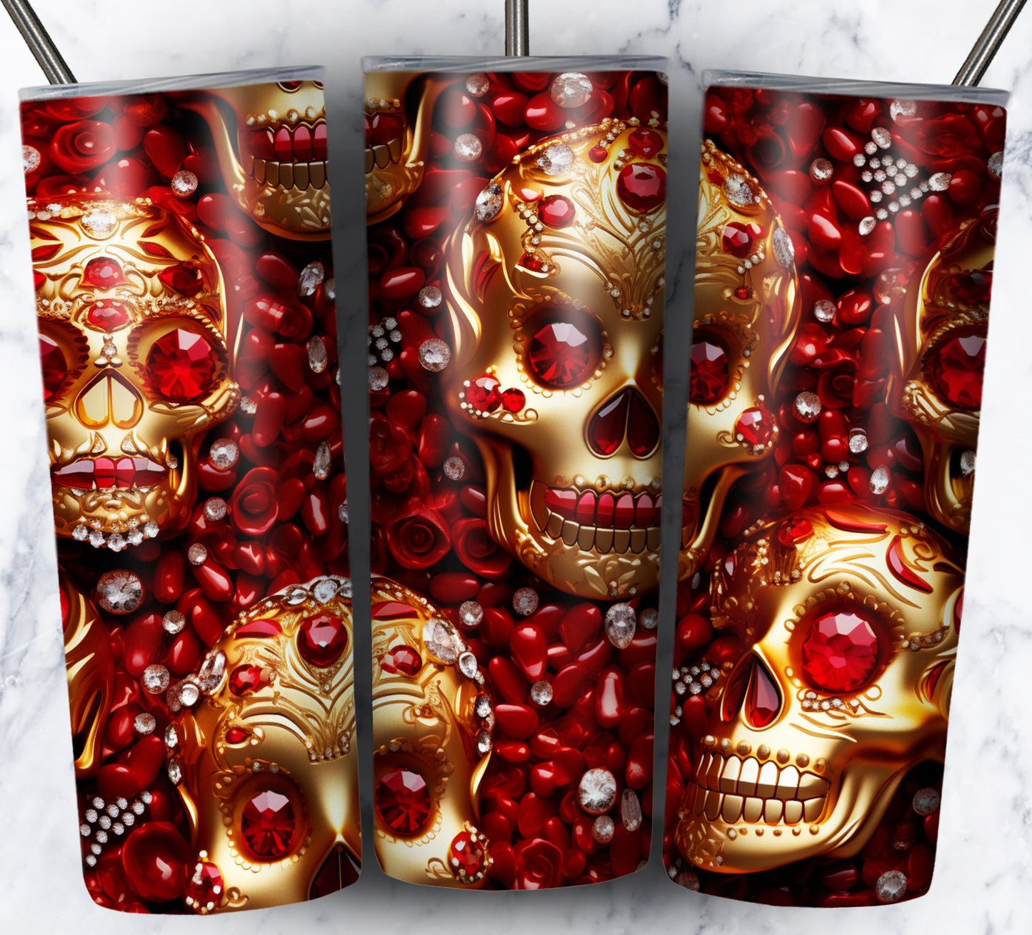 Skull Gems Sublimation 20oz Tumbler Images Bundle