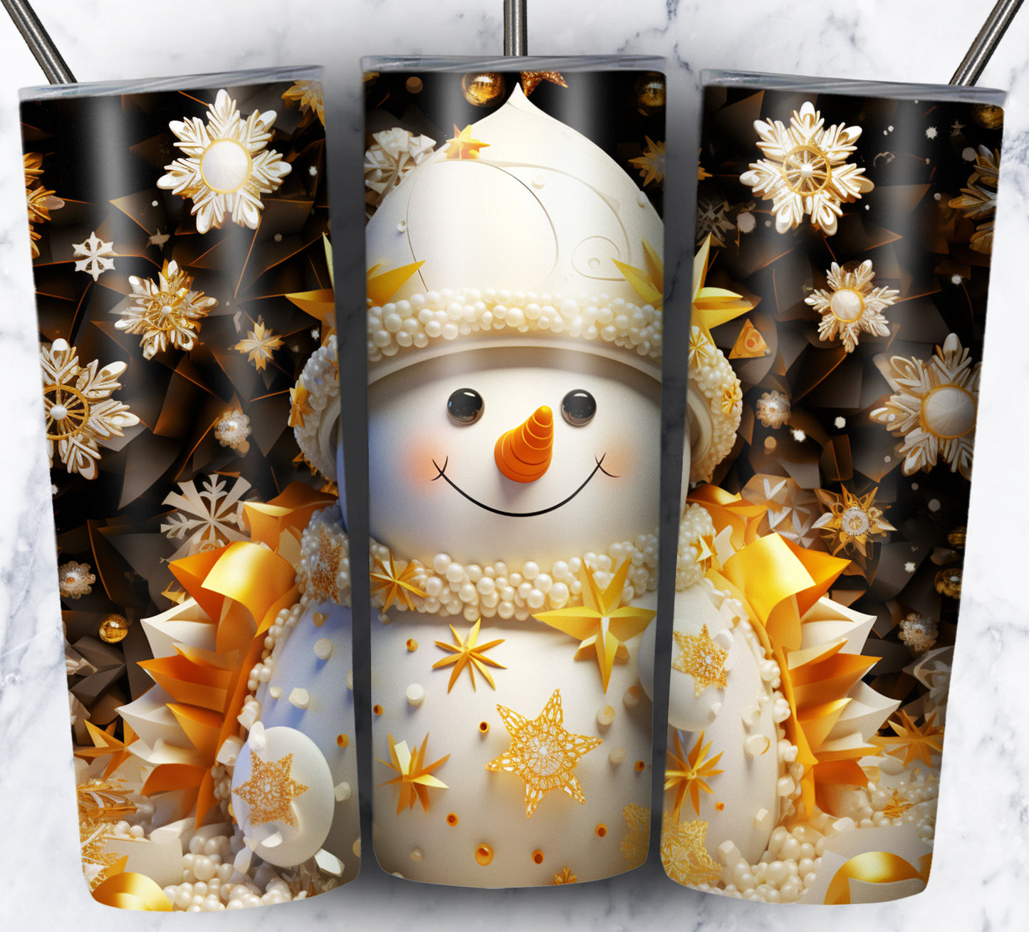 70 3D Christmas Snoman Sublimation 20oz Images Bundle