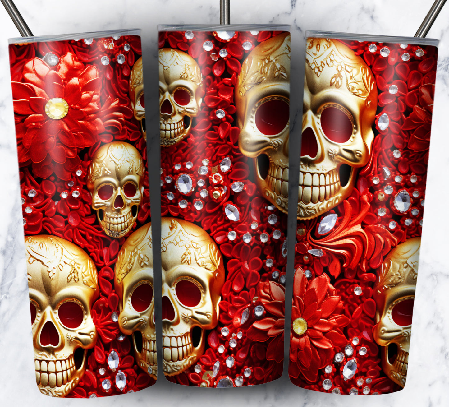 Skull Gems Sublimation 20oz Tumbler Images Bundle