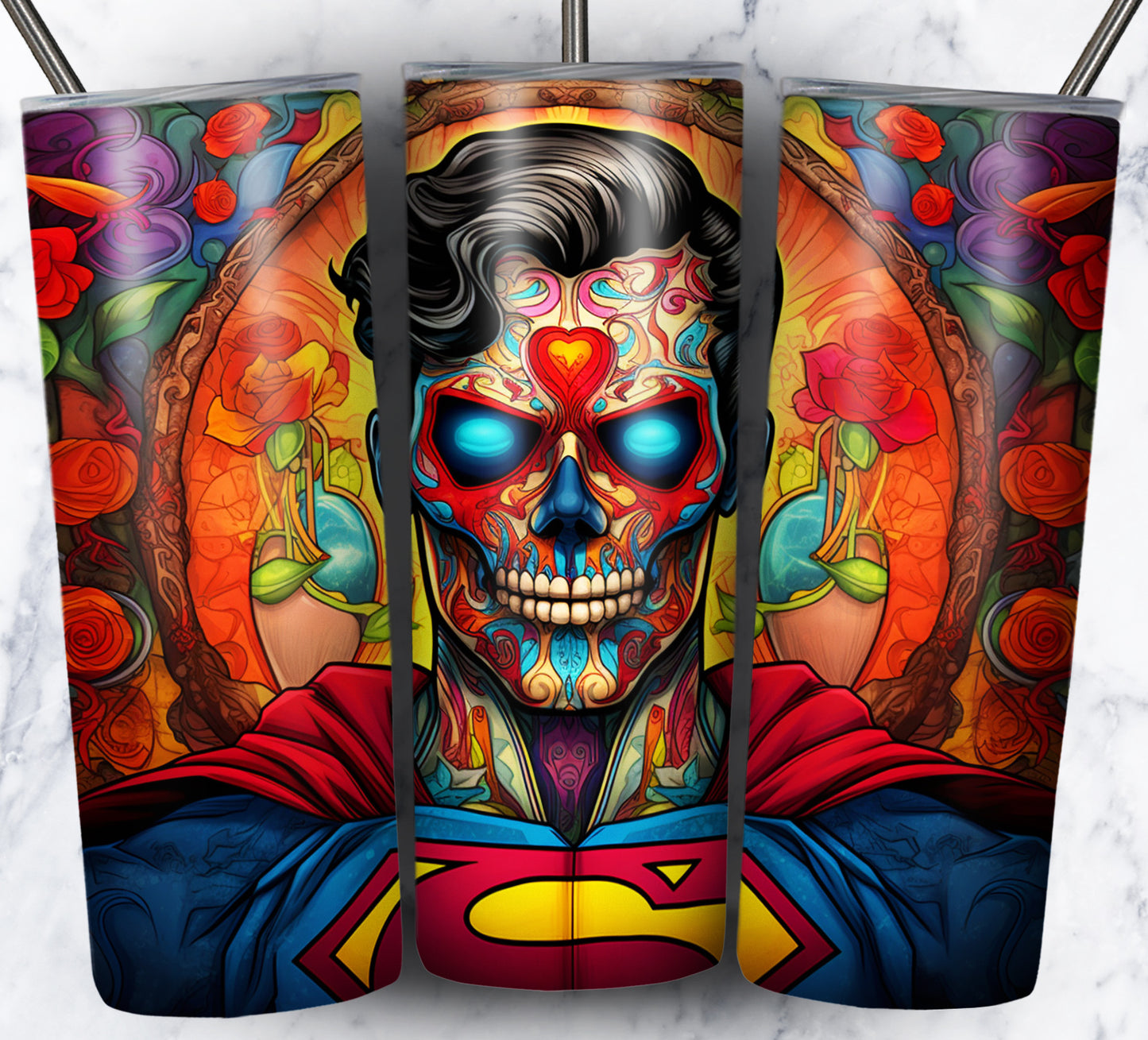 Superhero SugarSkull Sublimation 20oz Tumbler Images Bundle