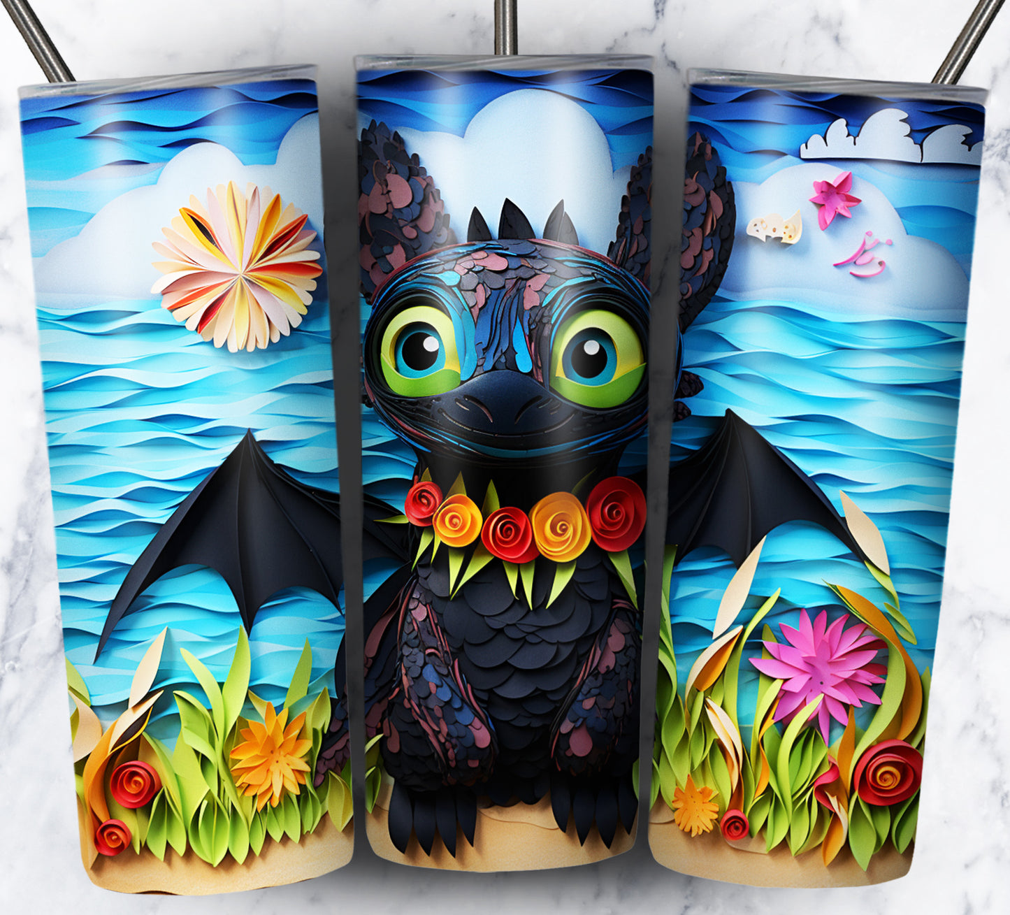 Cartoon Paper Beach Sublimation 20oz Tumbler Images Bundle