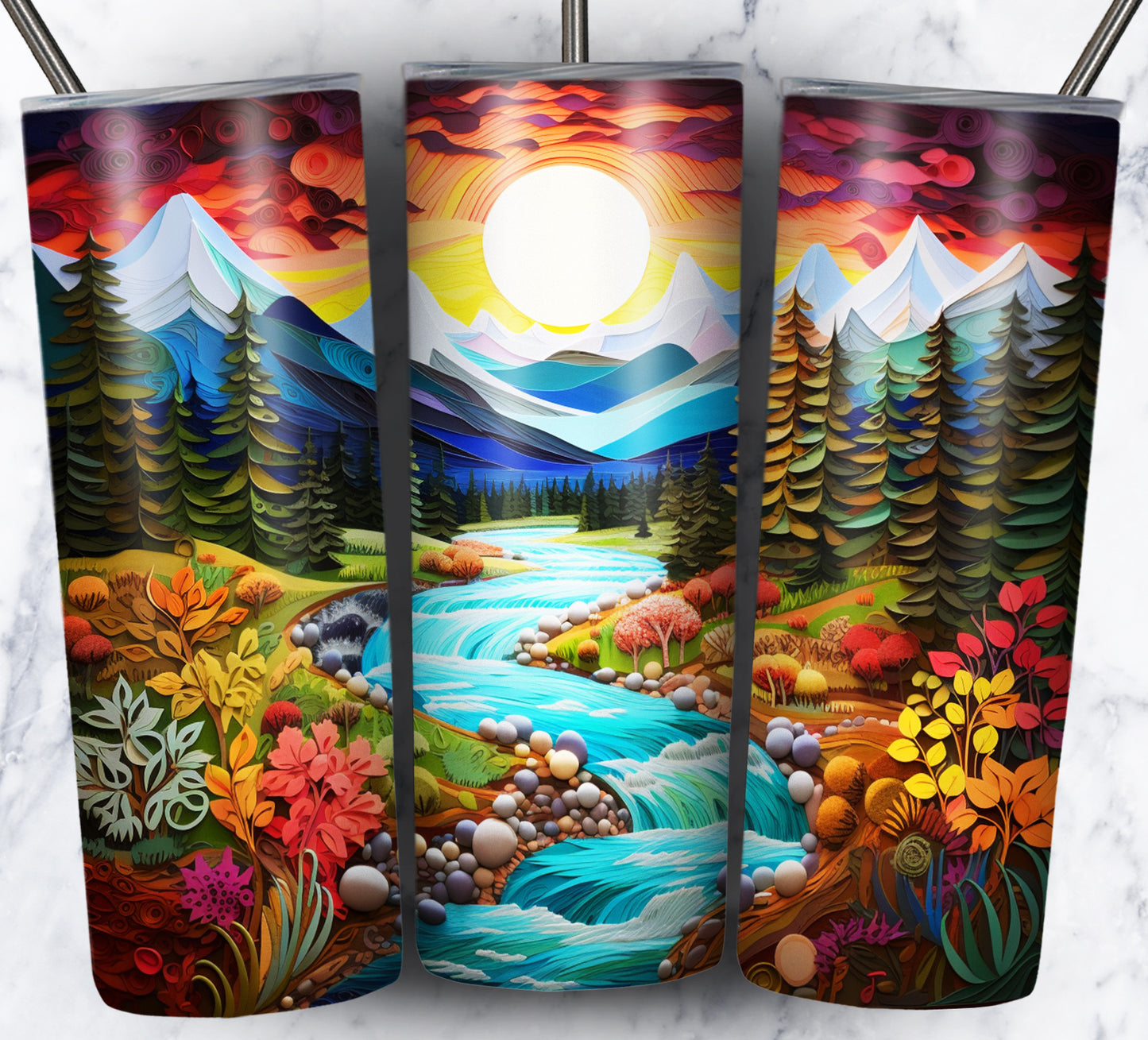 Paper Art Scenery Sublimation 20oz Tumbler Images Bundle