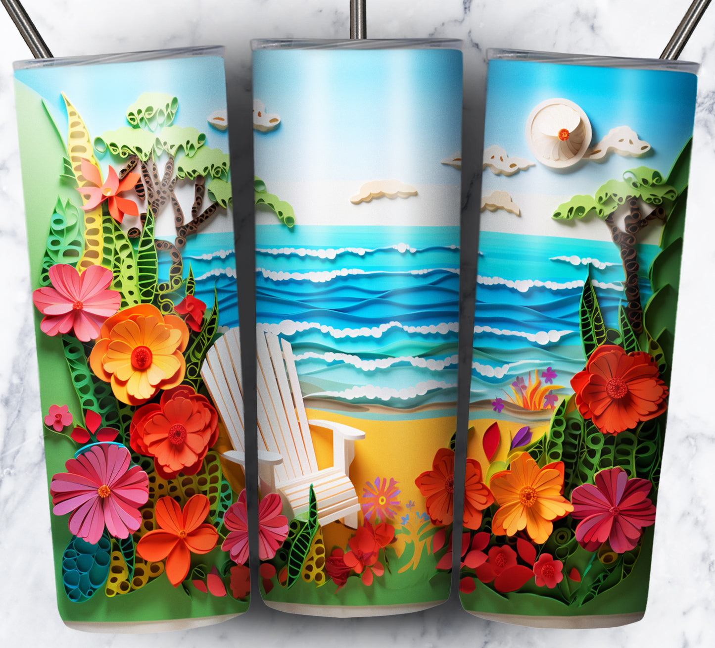 Paper Art Scenery Sublimation 20oz Tumbler Images Bundle