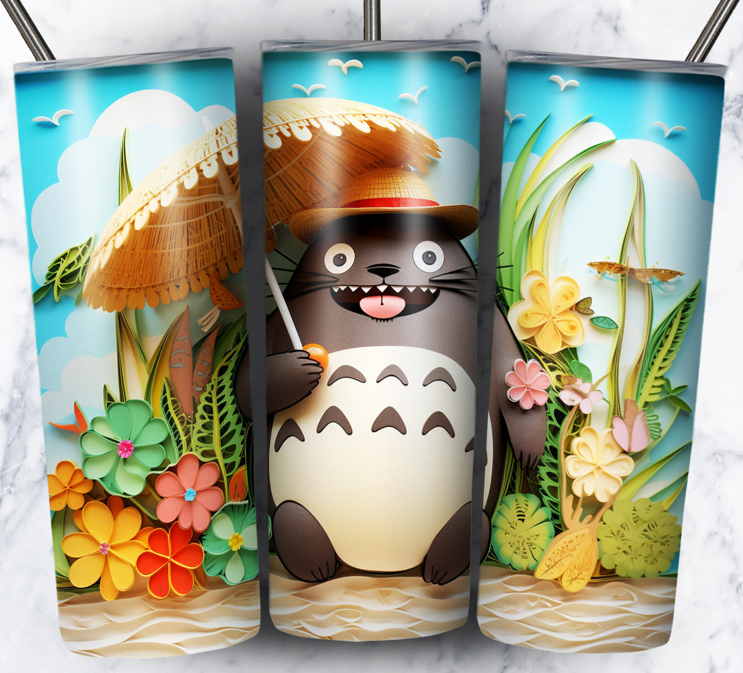 Cartoon Paper Beach Sublimation 20oz Tumbler Images Bundle