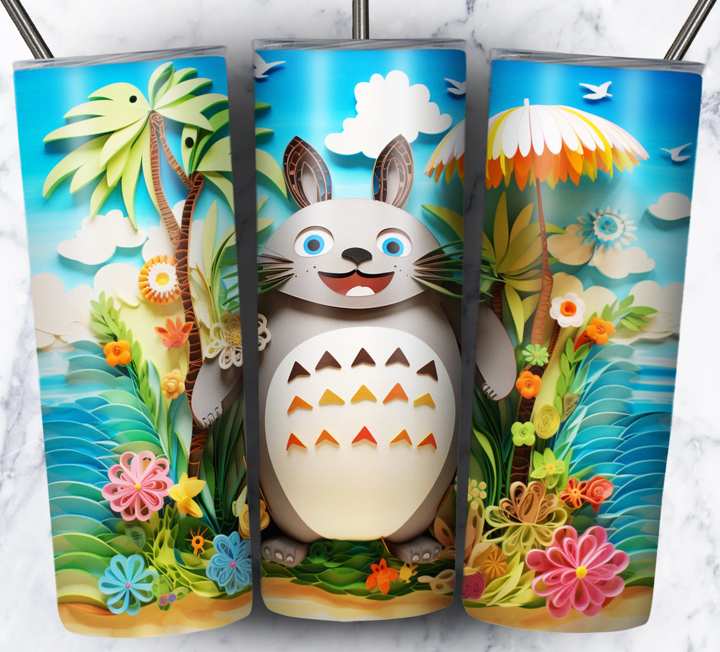 Cartoon Paper Beach Sublimation 20oz Tumbler Images Bundle