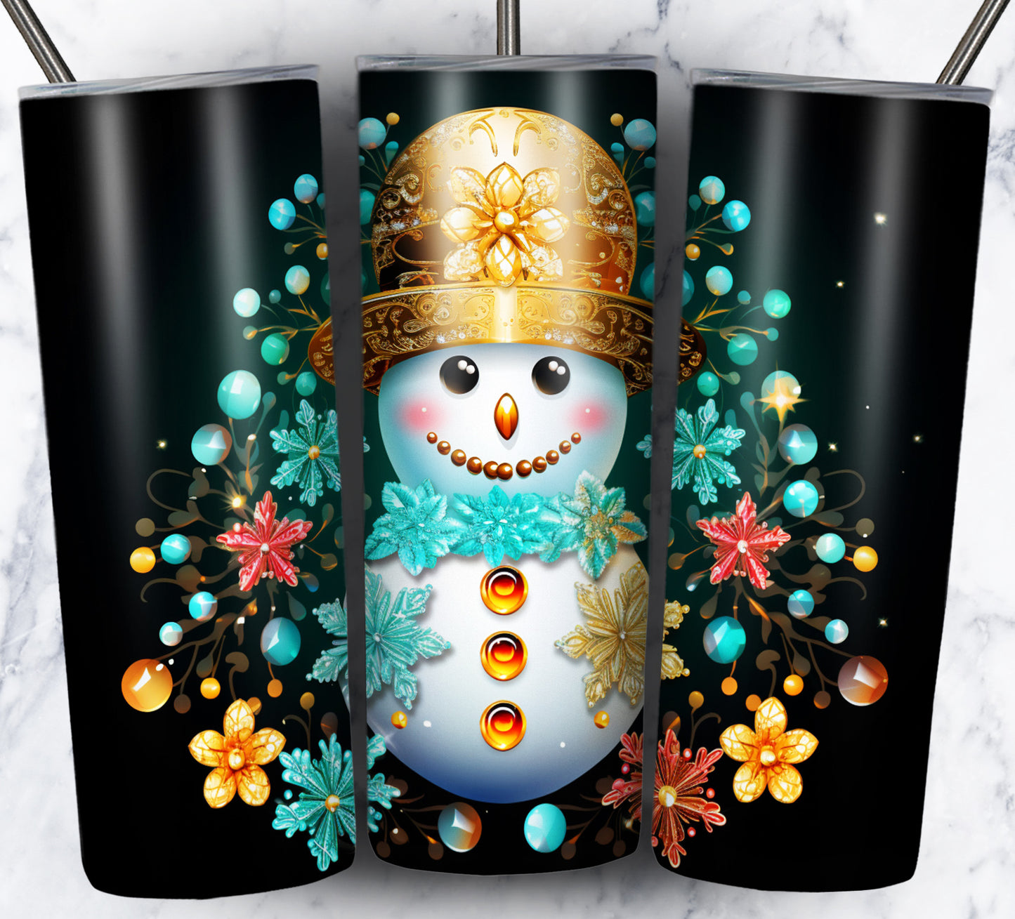 70 3D Christmas Snoman Sublimation 20oz Images Bundle