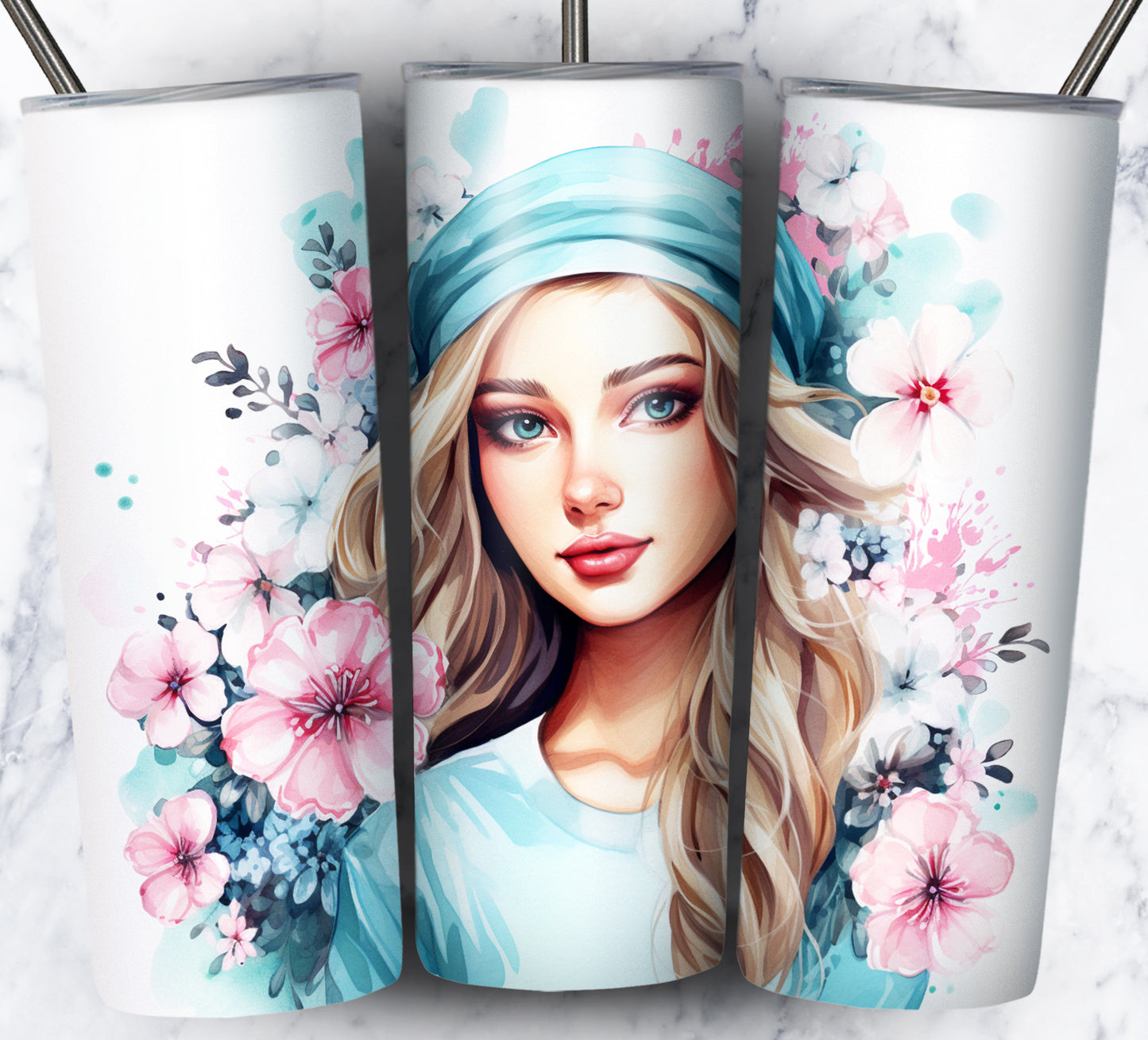 Nurse Floral Sublimation 20oz Tumbler Images Bundle