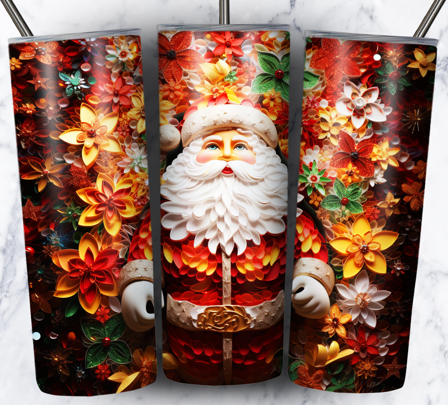 60+ 3D Christmas Floral Sublimation 20oz Images Bundle