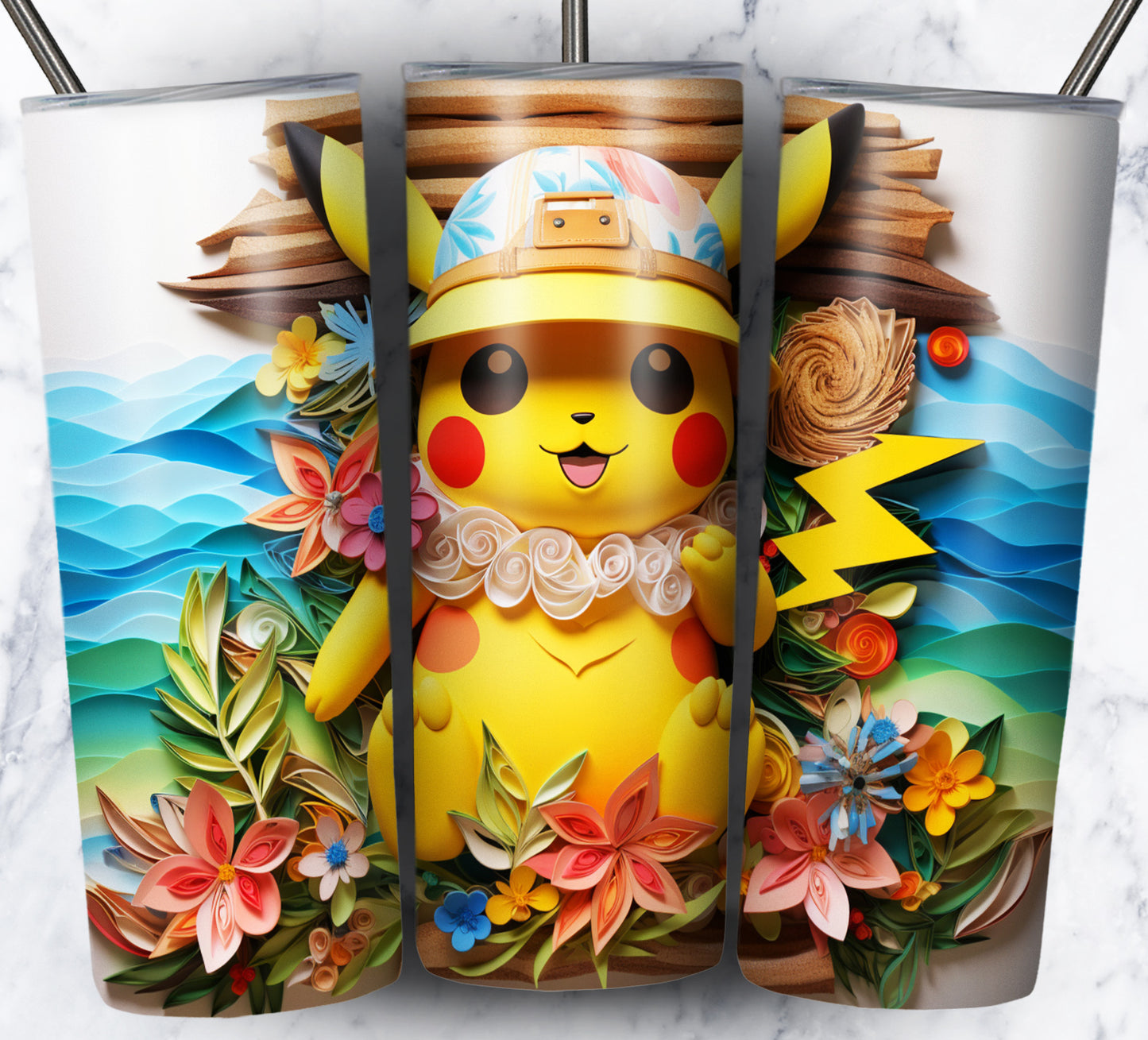 Cartoon Paper Beach Sublimation 20oz Tumbler Images Bundle