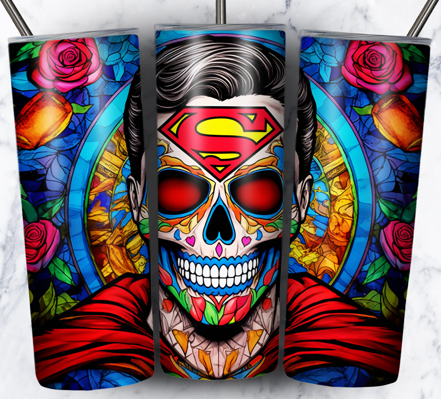 Superhero SugarSkull Sublimation 20oz Tumbler Images Bundle