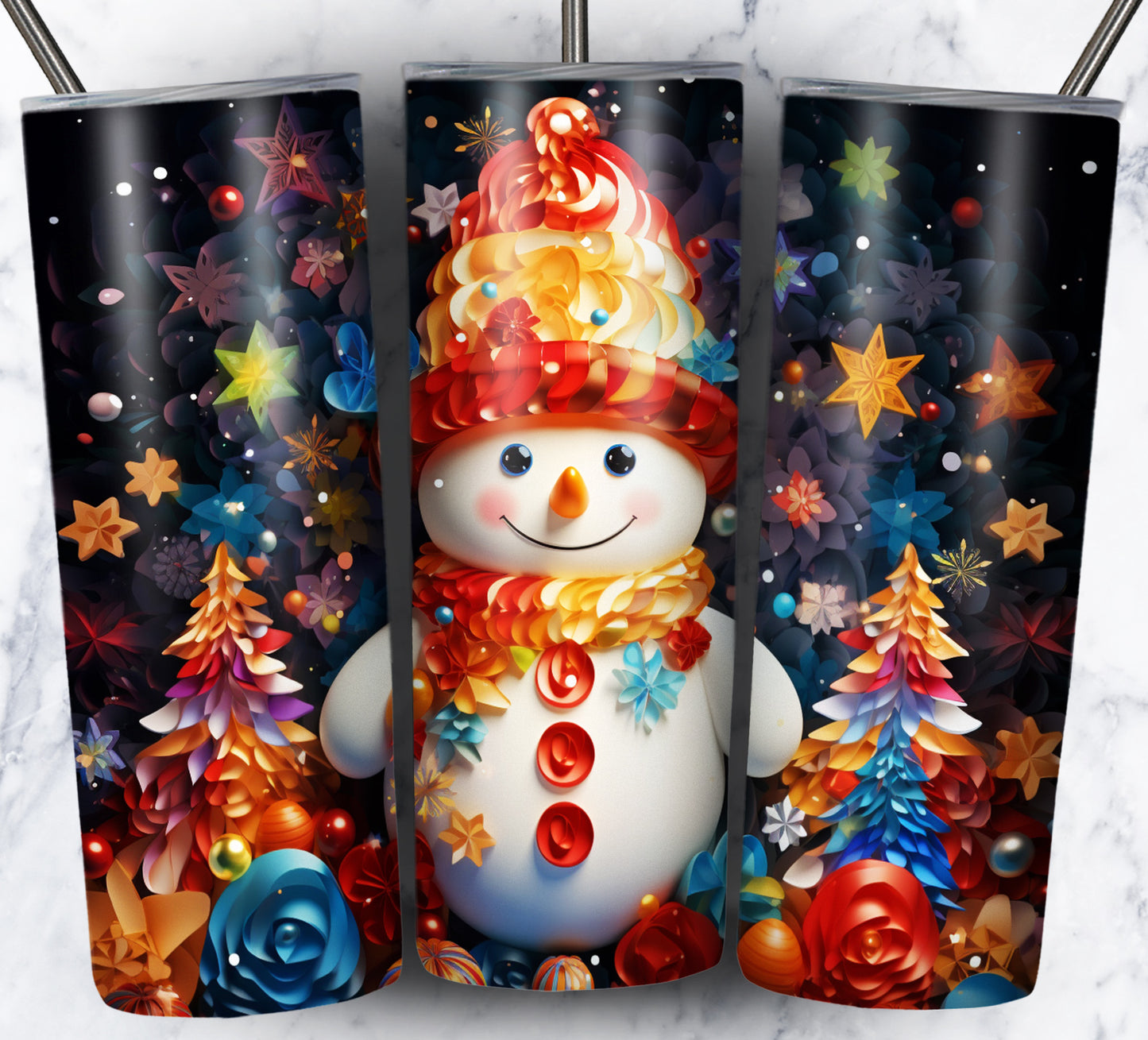 70 3D Christmas Snoman Sublimation 20oz Images Bundle