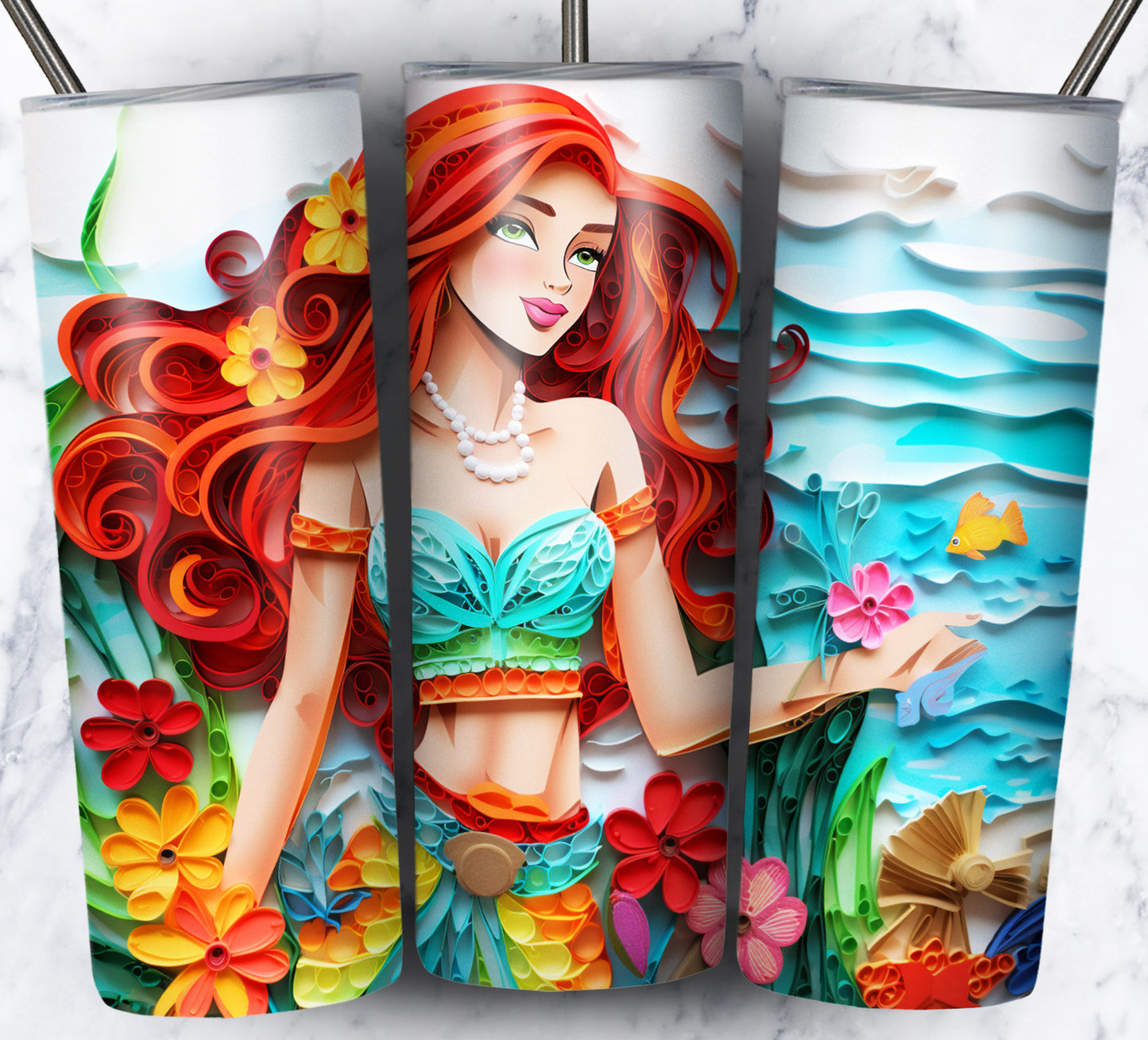 Cartoon Paper Beach Sublimation 20oz Tumbler Images Bundle