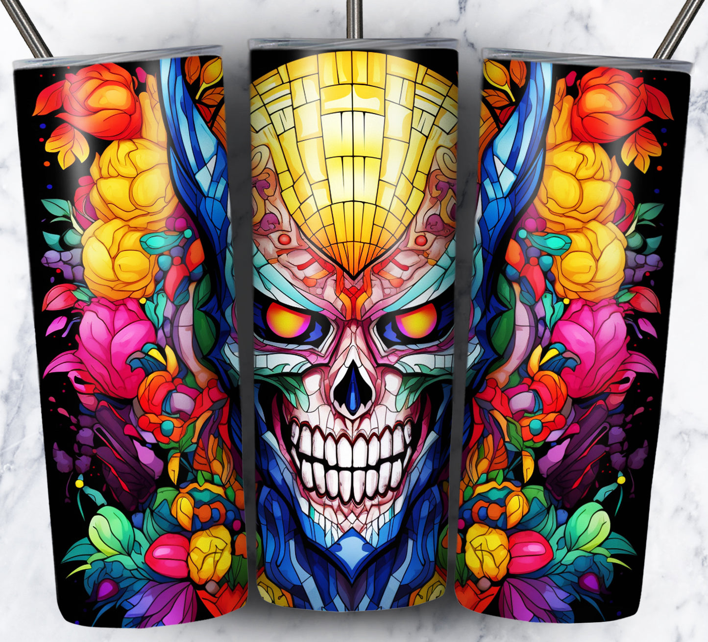 Superhero SugarSkull Sublimation 20oz Tumbler Images Bundle