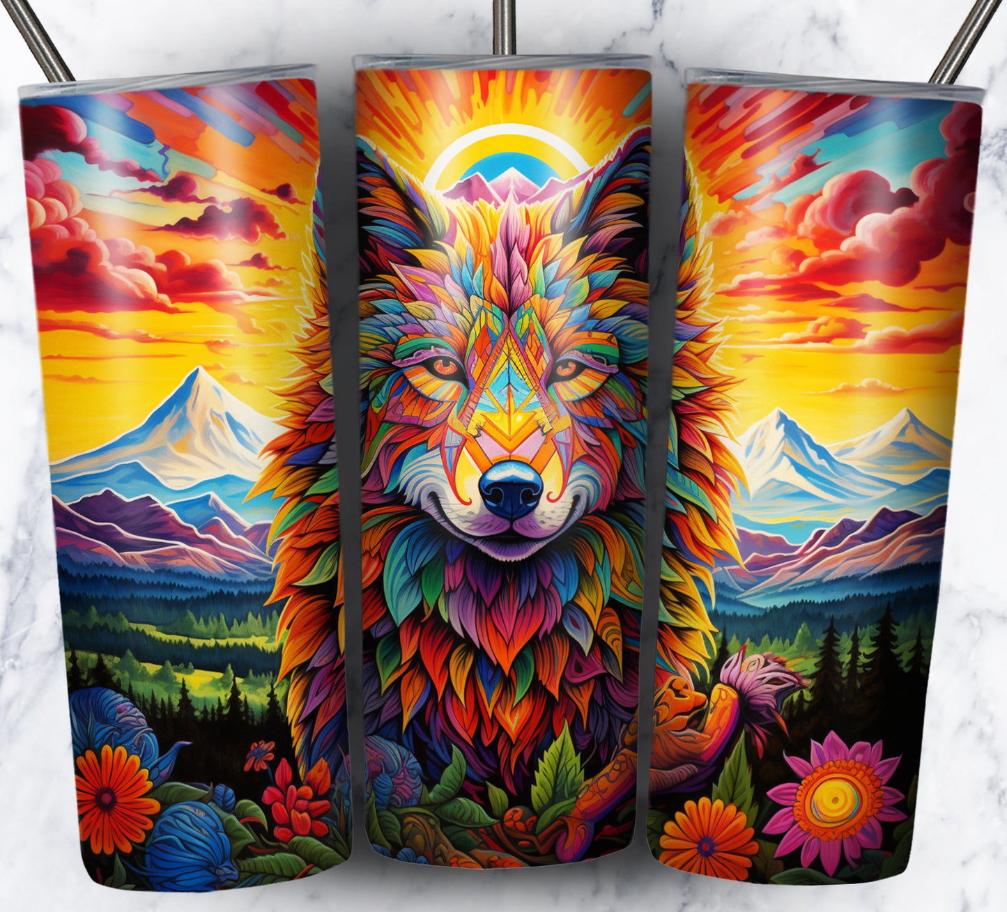 Psychedelic Animals Sublimation 20oz Tumbler Images Bundle