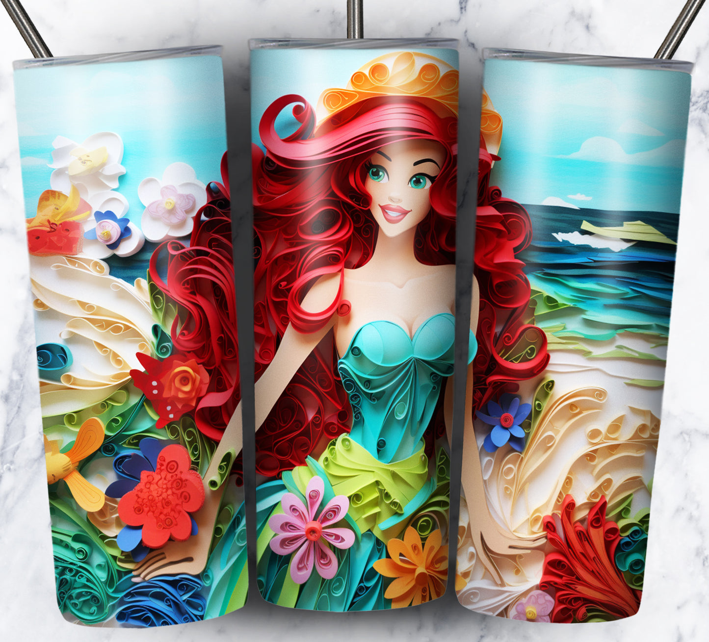 Cartoon Paper Beach Sublimation 20oz Tumbler Images Bundle