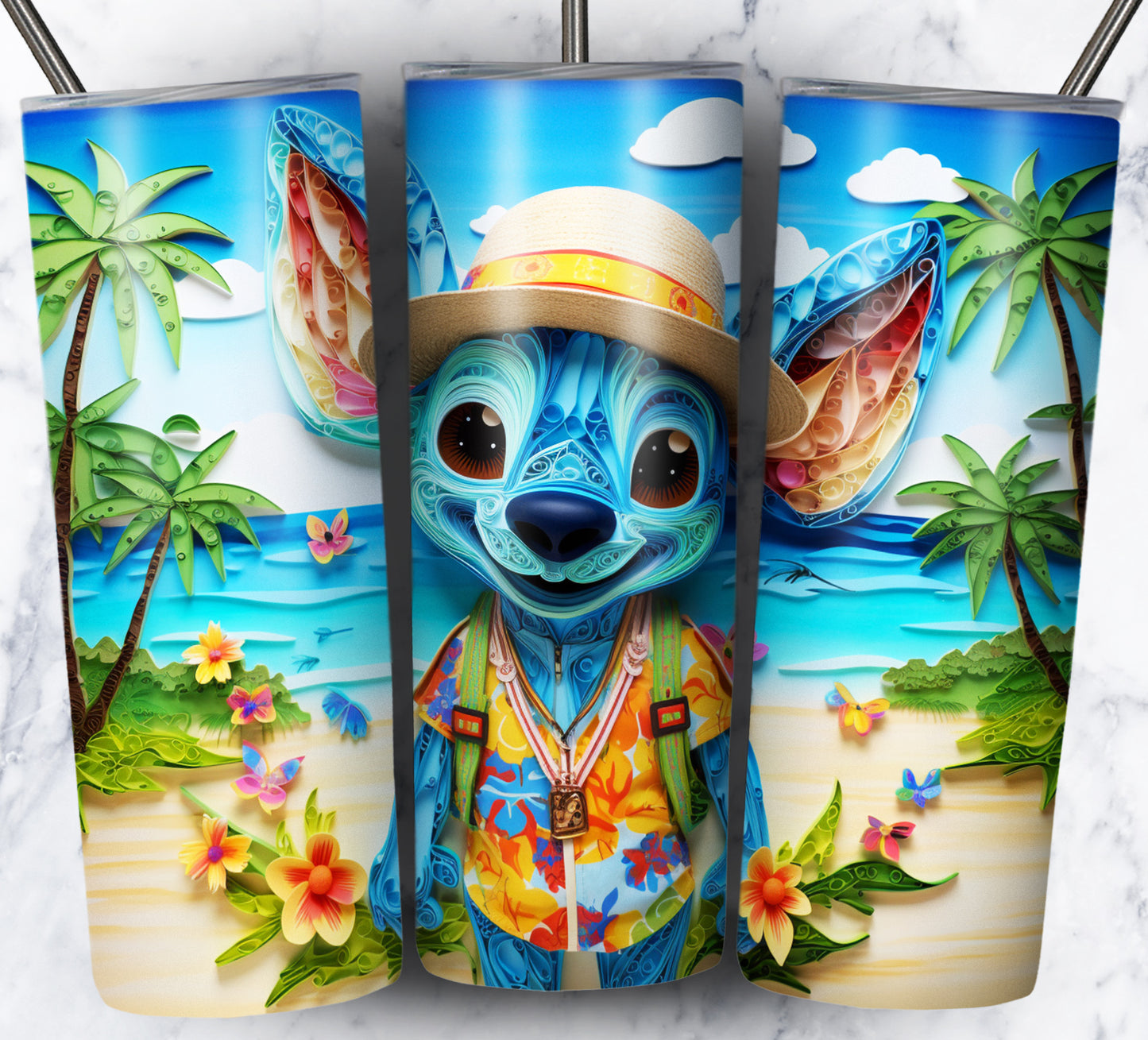 Cartoon Paper Beach Sublimation 20oz Tumbler Images Bundle