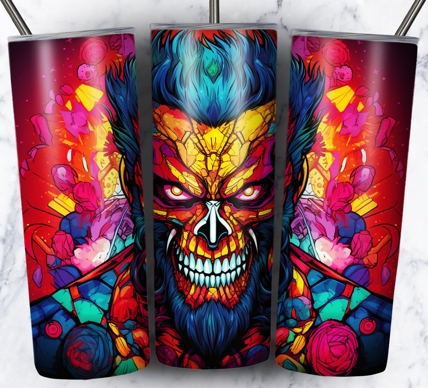 Superhero SugarSkull Sublimation 20oz Tumbler Images Bundle