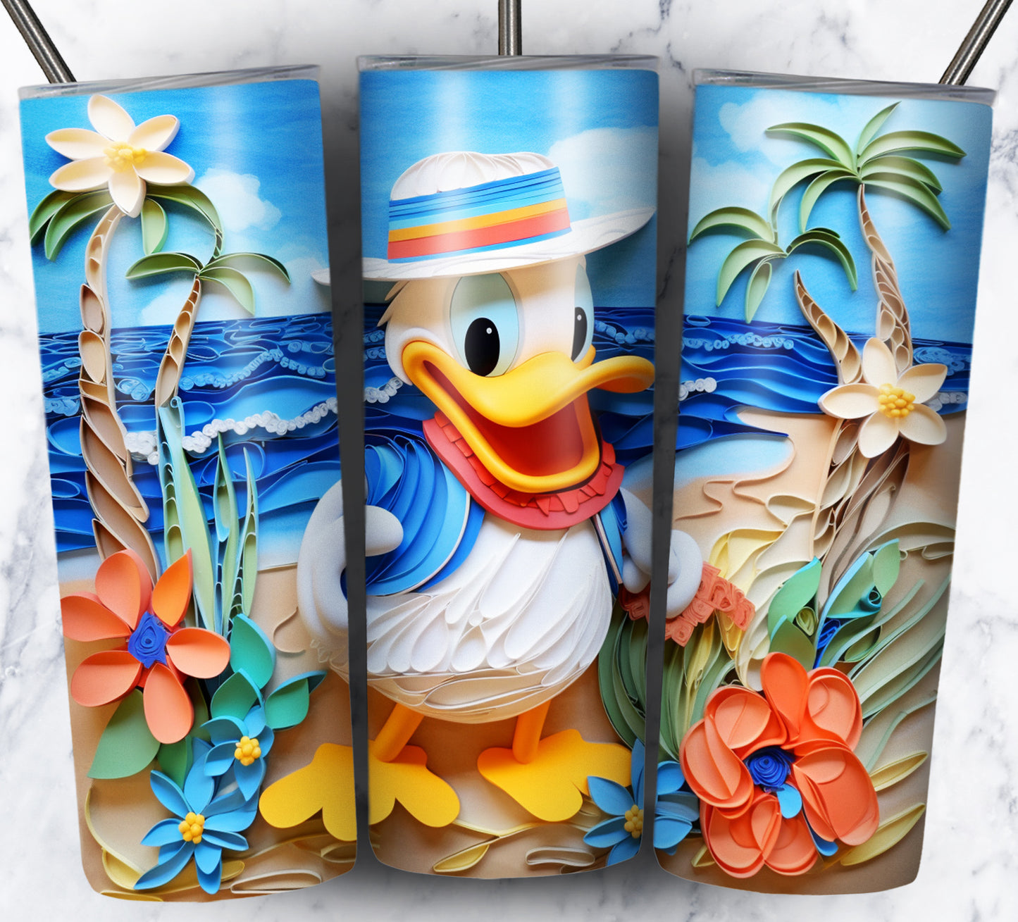 Cartoon Paper Beach Sublimation 20oz Tumbler Images Bundle