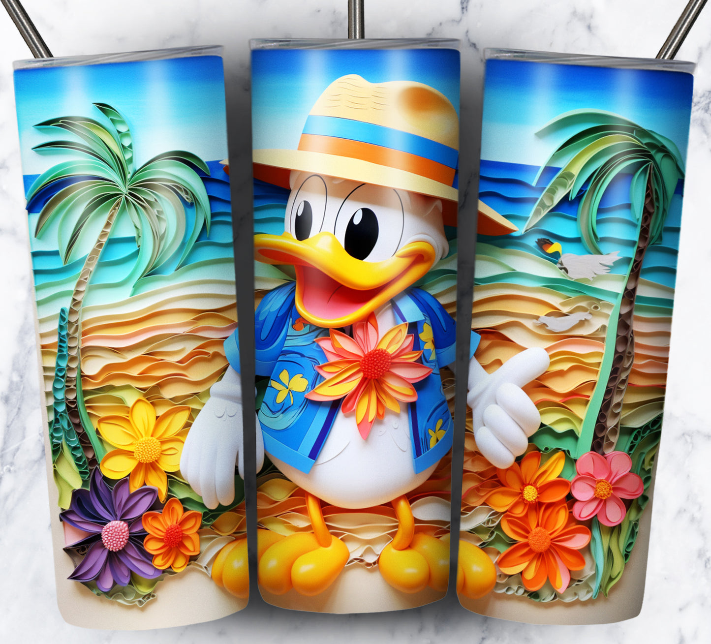 Cartoon Paper Beach Sublimation 20oz Tumbler Images Bundle