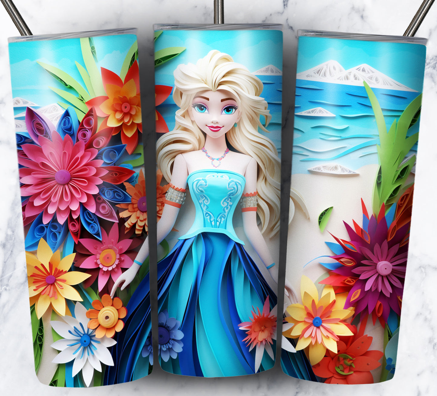 Cartoon Paper Beach Sublimation 20oz Tumbler Images Bundle