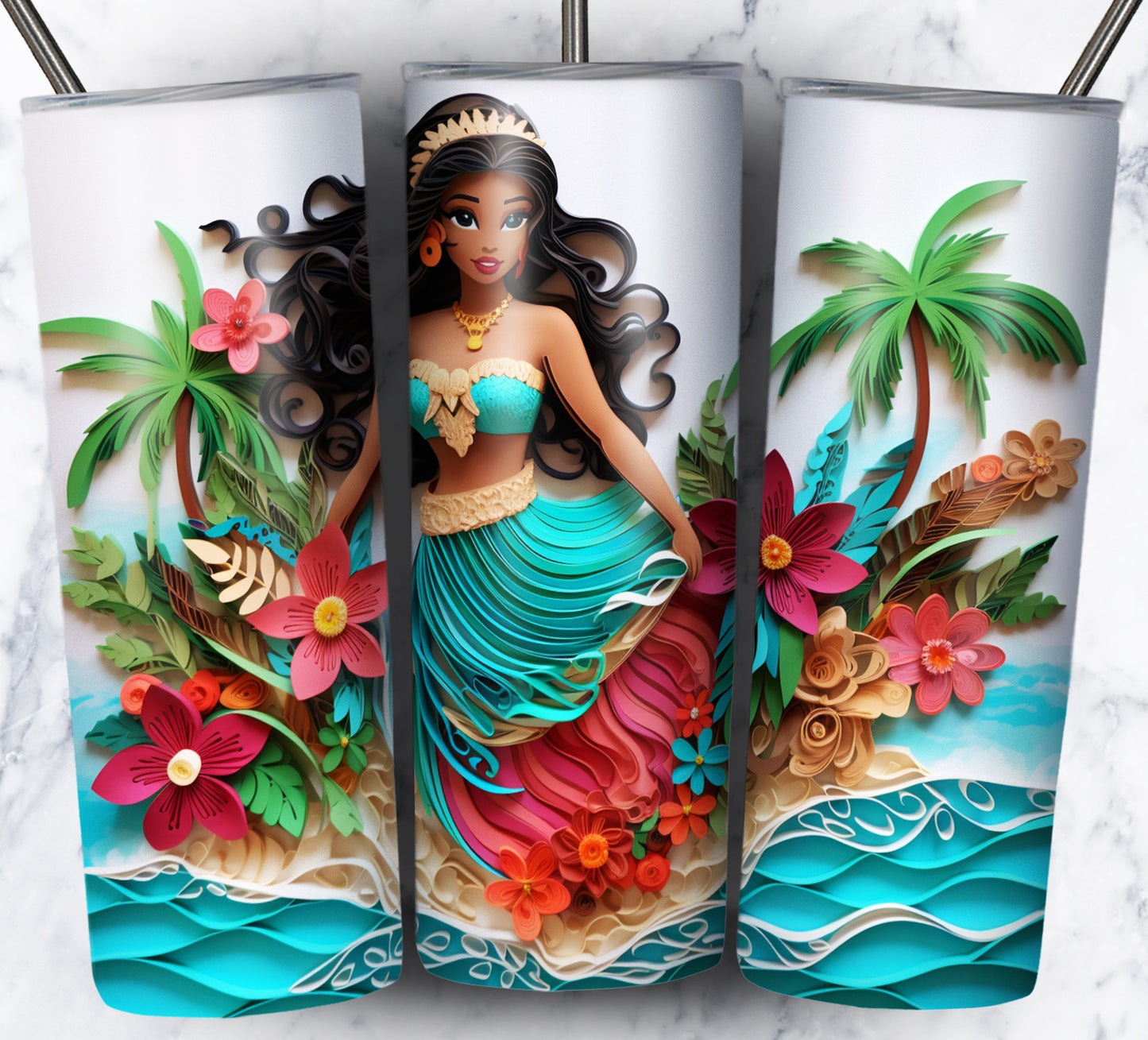 Cartoon Paper Beach Sublimation 20oz Tumbler Images Bundle