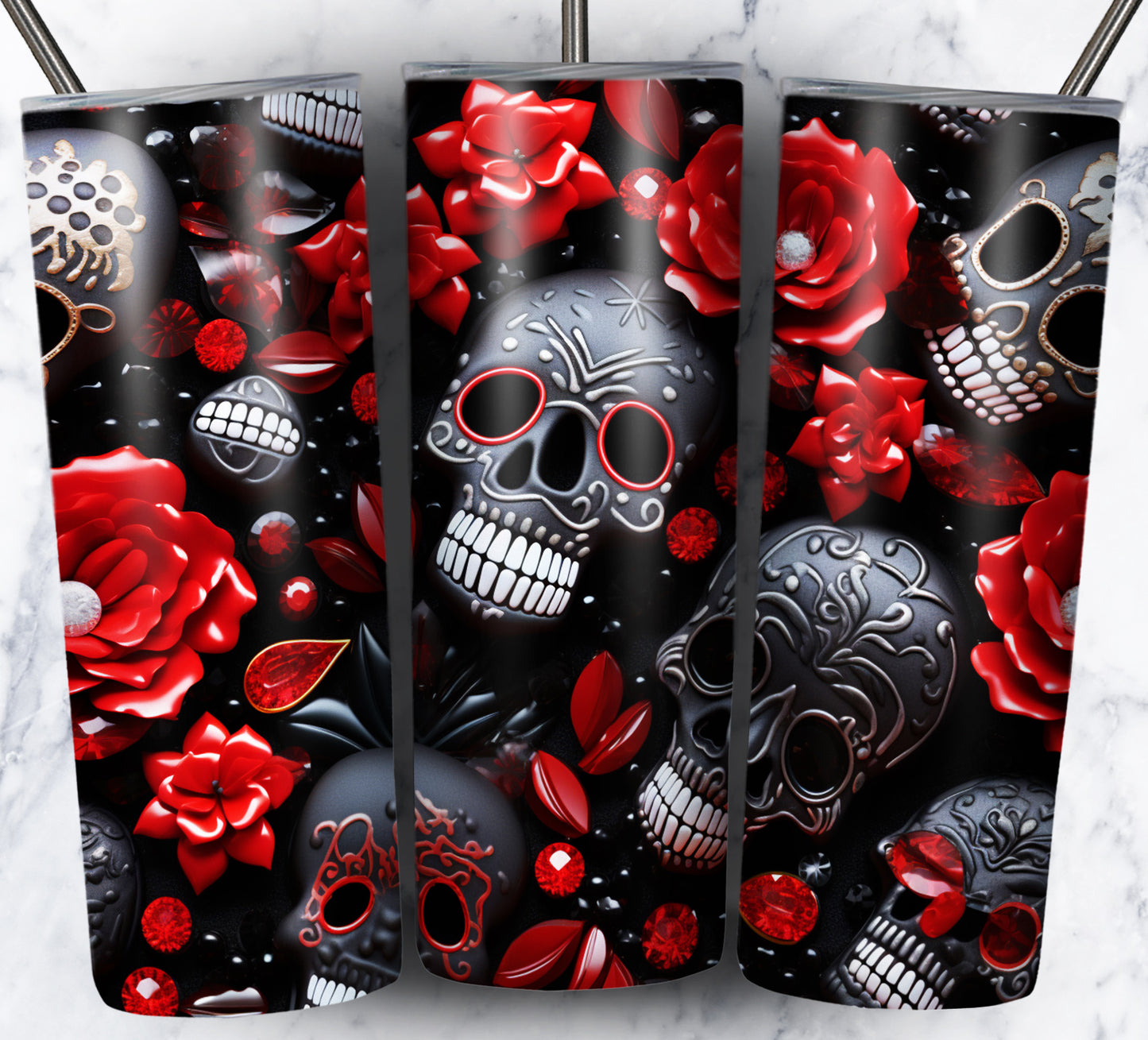 Skull Gems Sublimation 20oz Tumbler Images Bundle