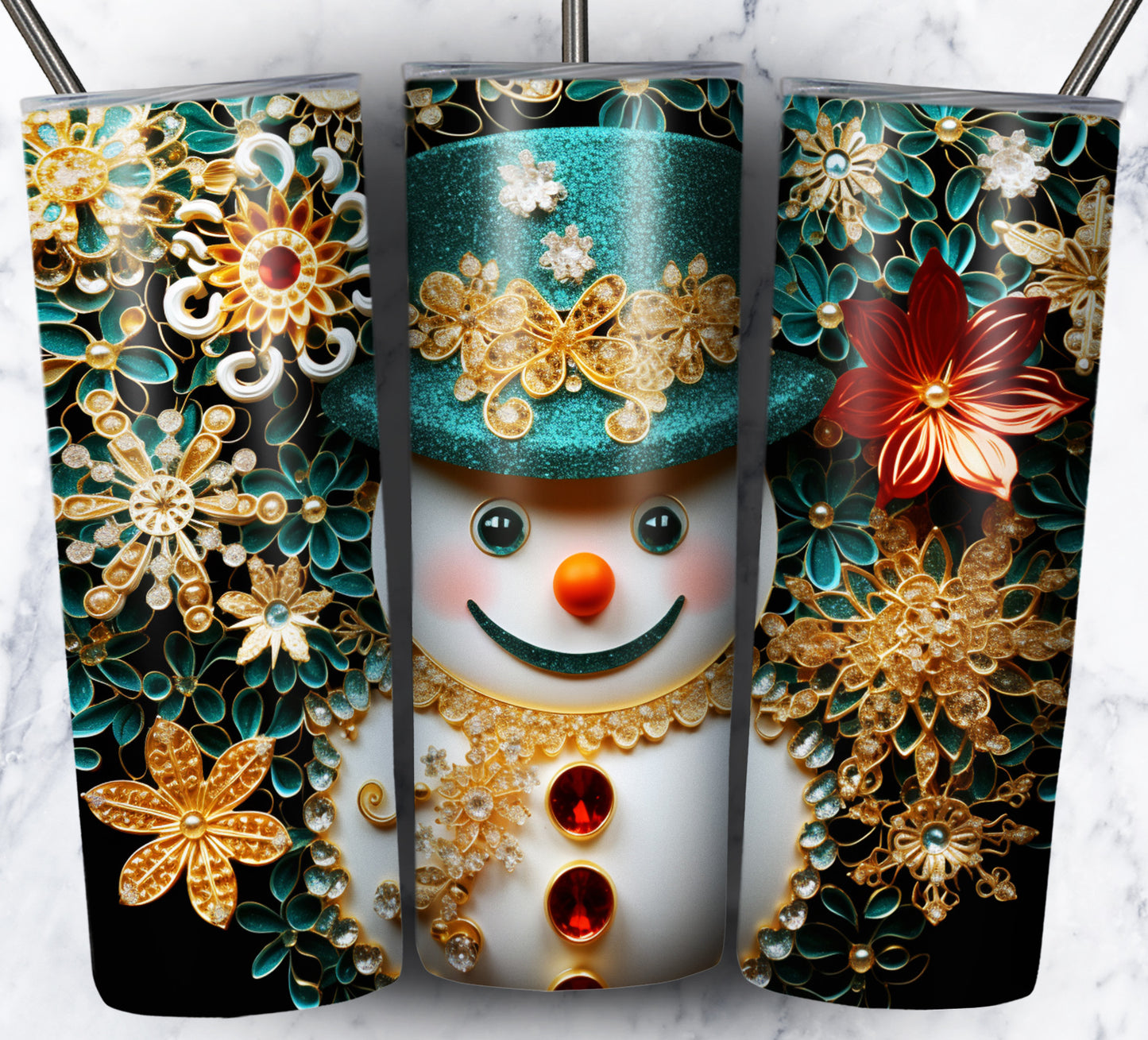 70 3D Christmas Snoman Sublimation 20oz Images Bundle