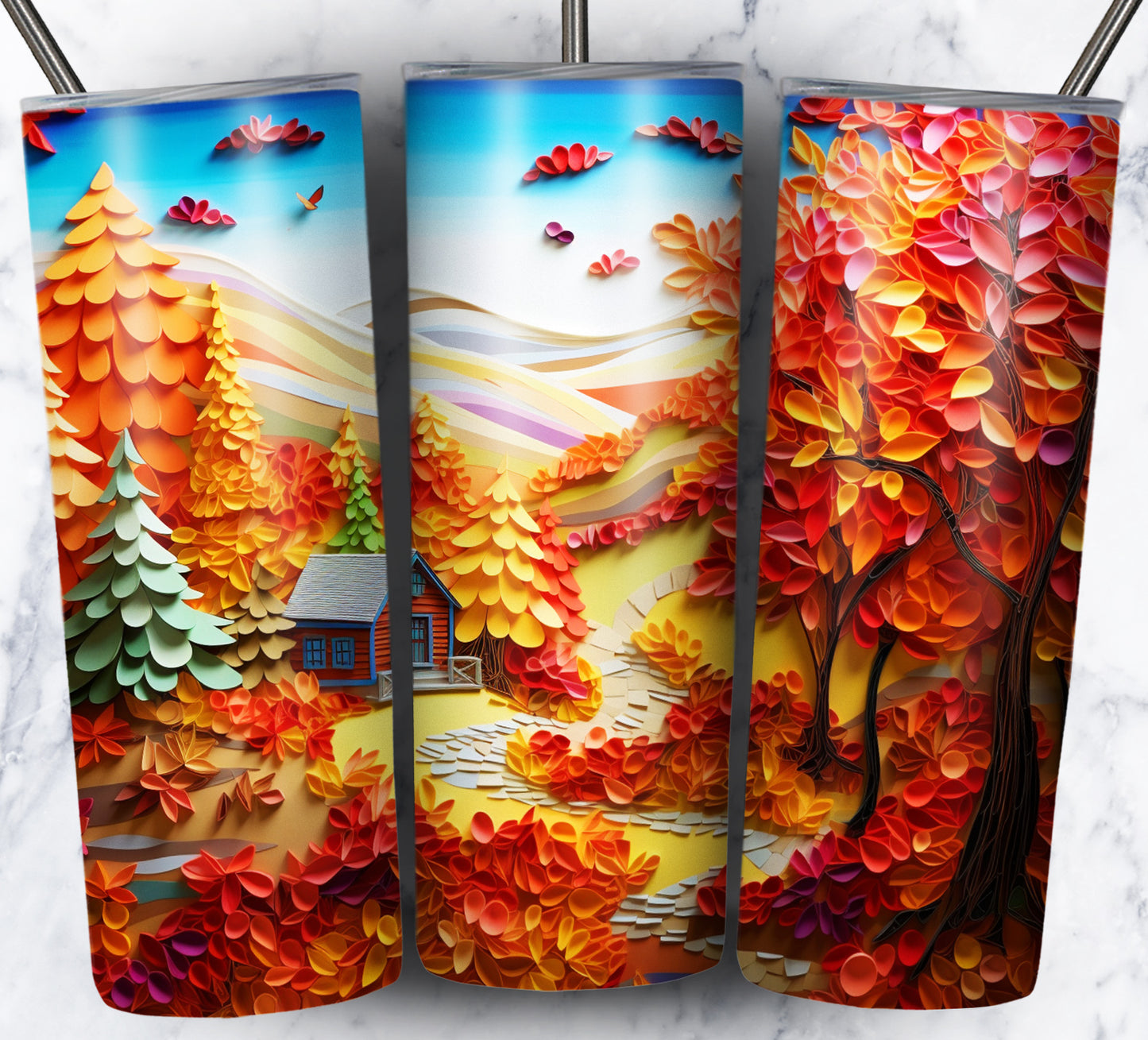 Paper Art Scenery Sublimation 20oz Tumbler Images Bundle