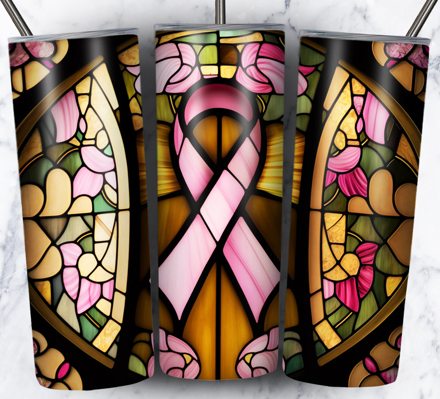 40+ Stain Glass Breast Cancer Sublimation 20oz Images Bundle