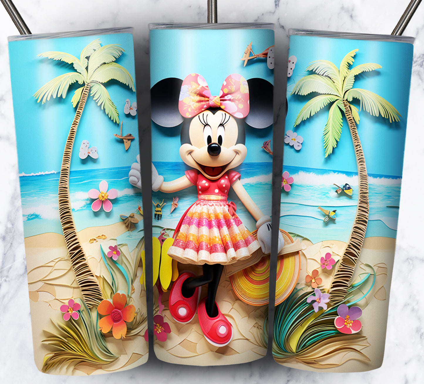 Cartoon Paper Beach Sublimation 20oz Tumbler Images Bundle