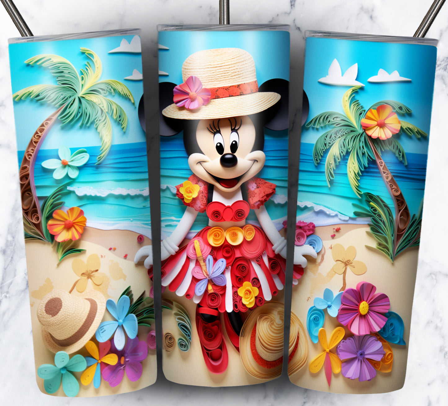 Cartoon Paper Beach Sublimation 20oz Tumbler Images Bundle