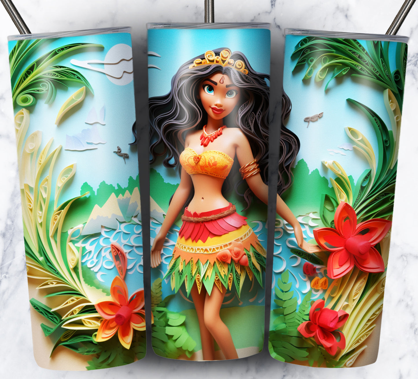 Cartoon Paper Beach Sublimation 20oz Tumbler Images Bundle