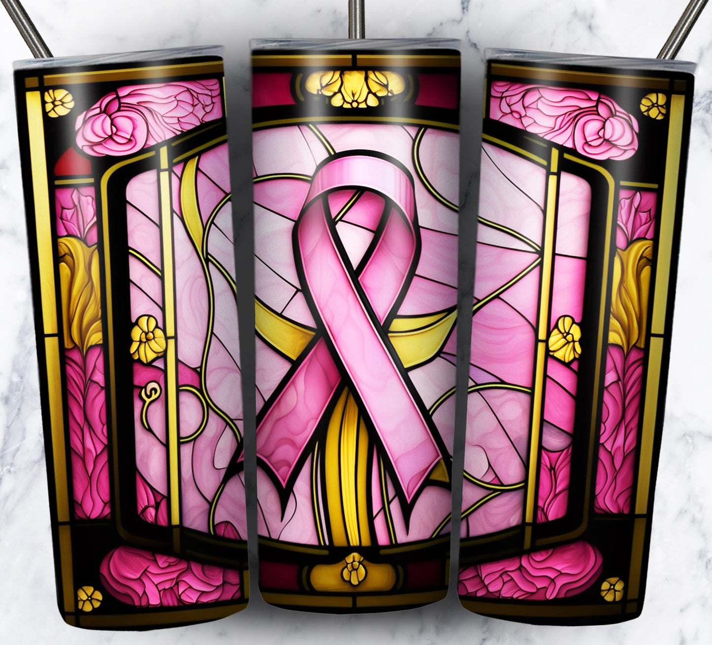 40+ Stain Glass Breast Cancer Sublimation 20oz Images Bundle