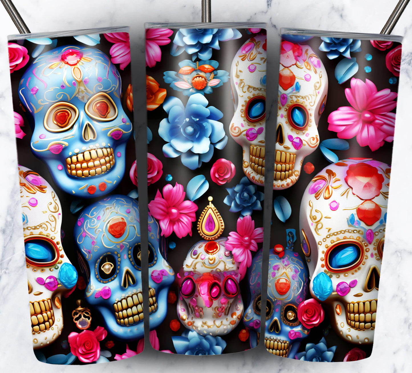 Skull Gems Sublimation 20oz Tumbler Images Bundle