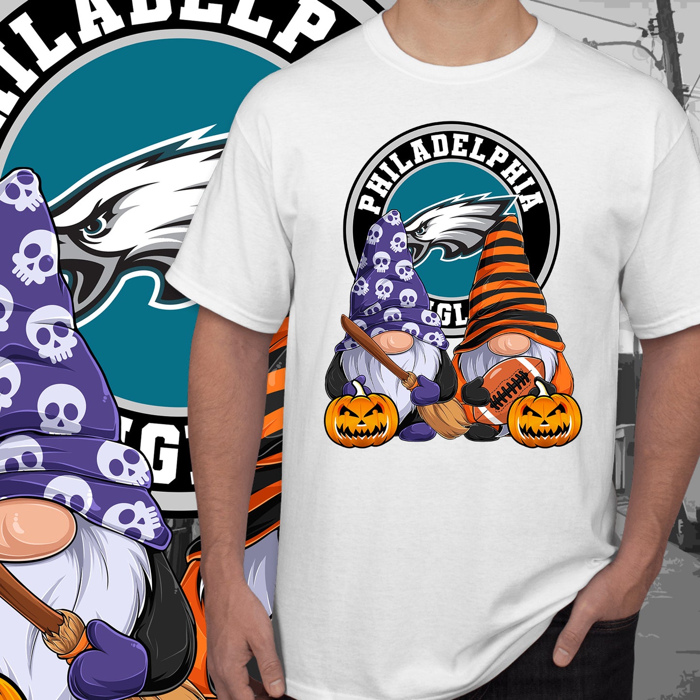 Halloween Football Gnomes Sublimation/DTF T-Shirt Images